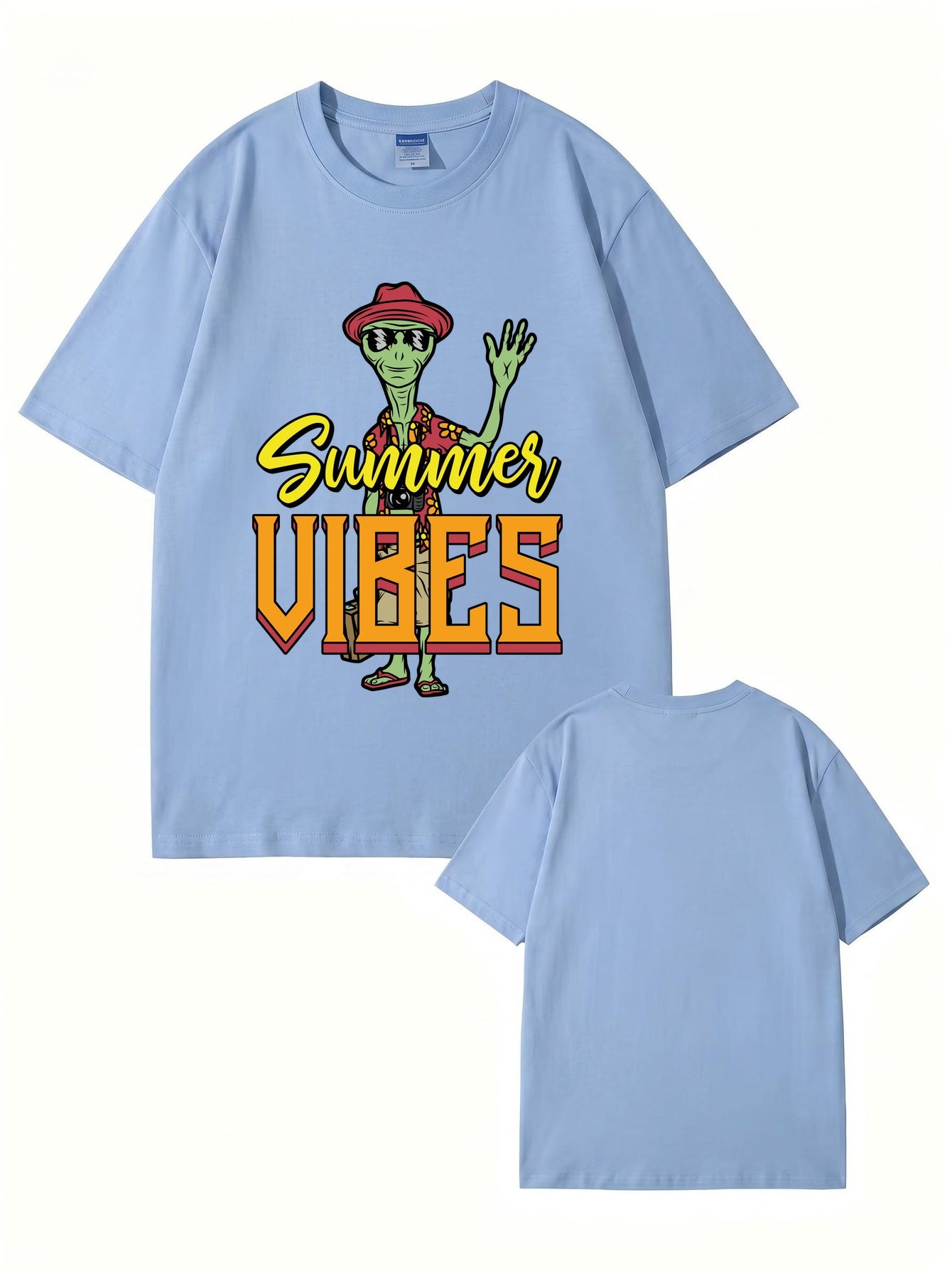 Summer Vibes Alien Graphic Print T-Shirt 200gsm Cotton