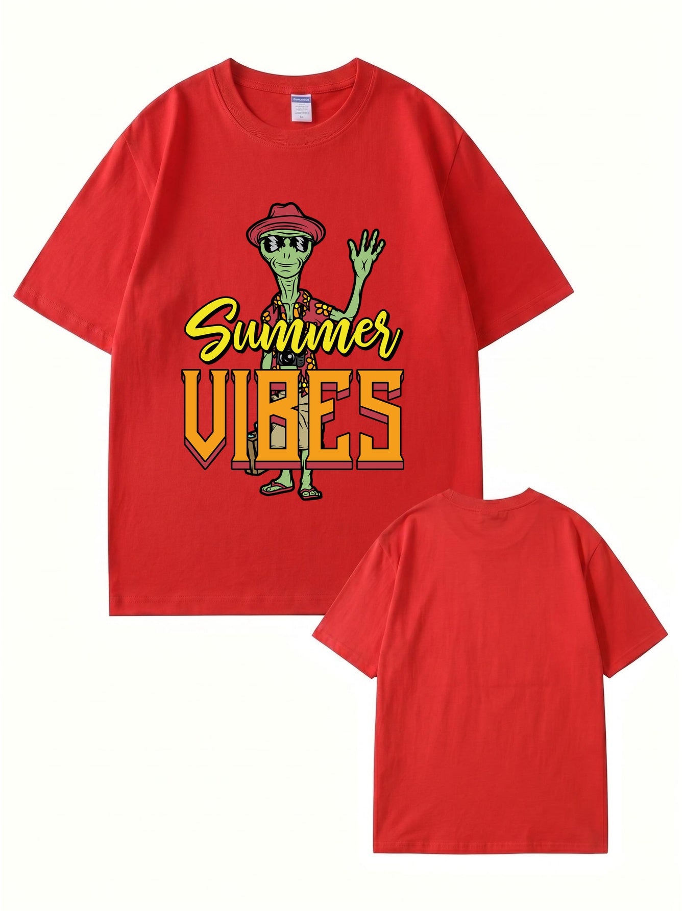 Summer Vibes Alien Graphic Print T-Shirt 200gsm Cotton