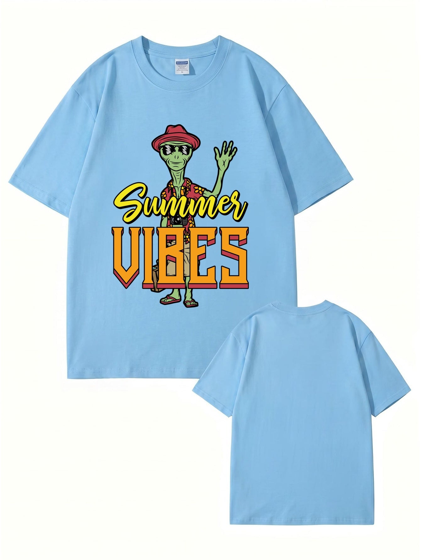 Summer Vibes Alien Graphic Print T-Shirt 200gsm Cotton