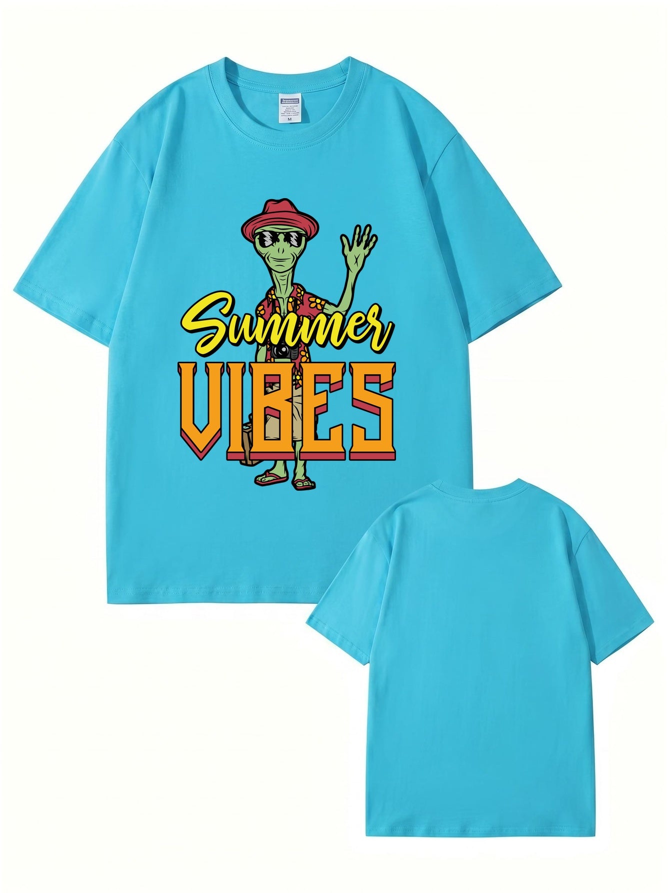 Summer Vibes Alien Graphic Print T-Shirt 200gsm Cotton