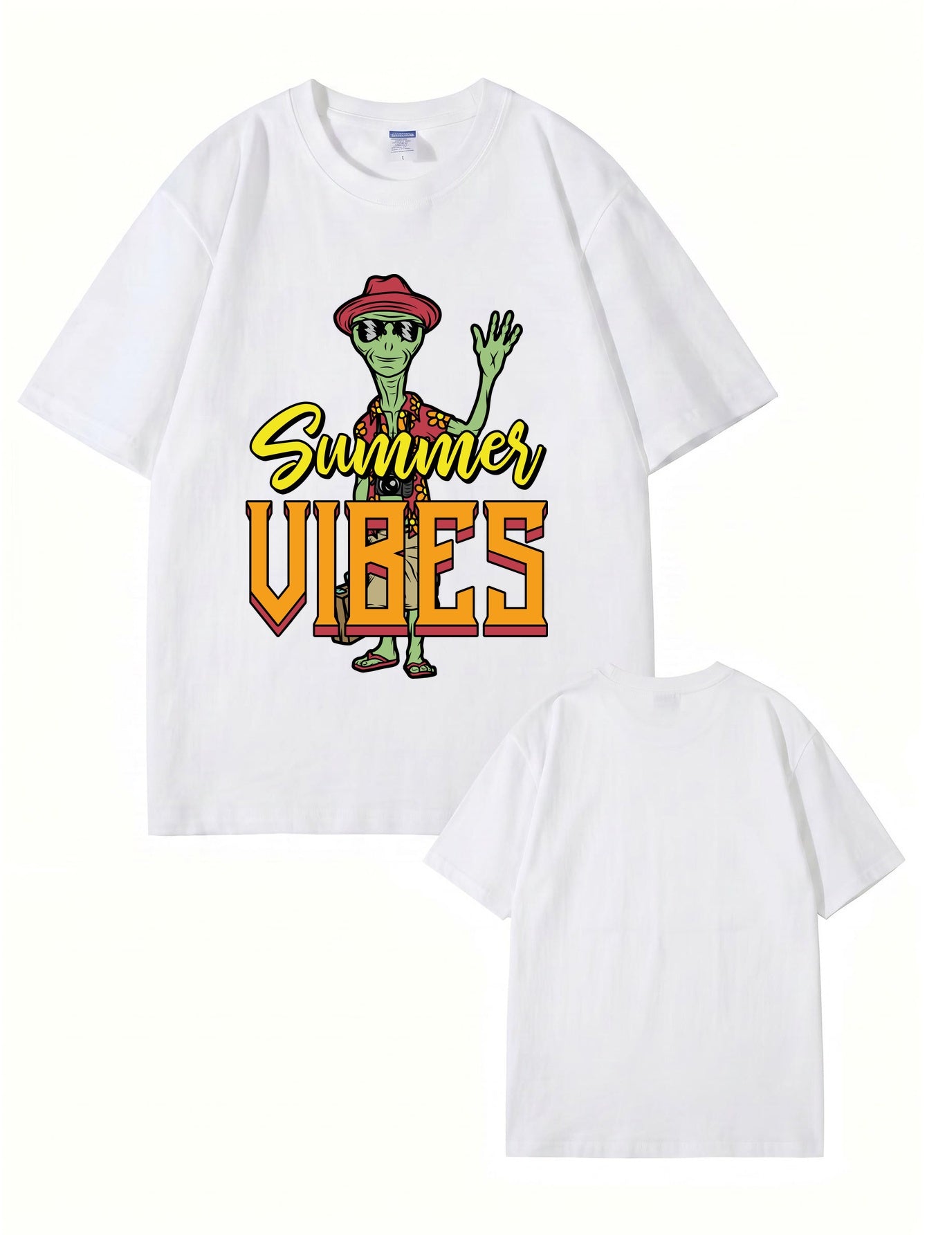 Summer Vibes Alien Graphic Print T-Shirt 200gsm Cotton