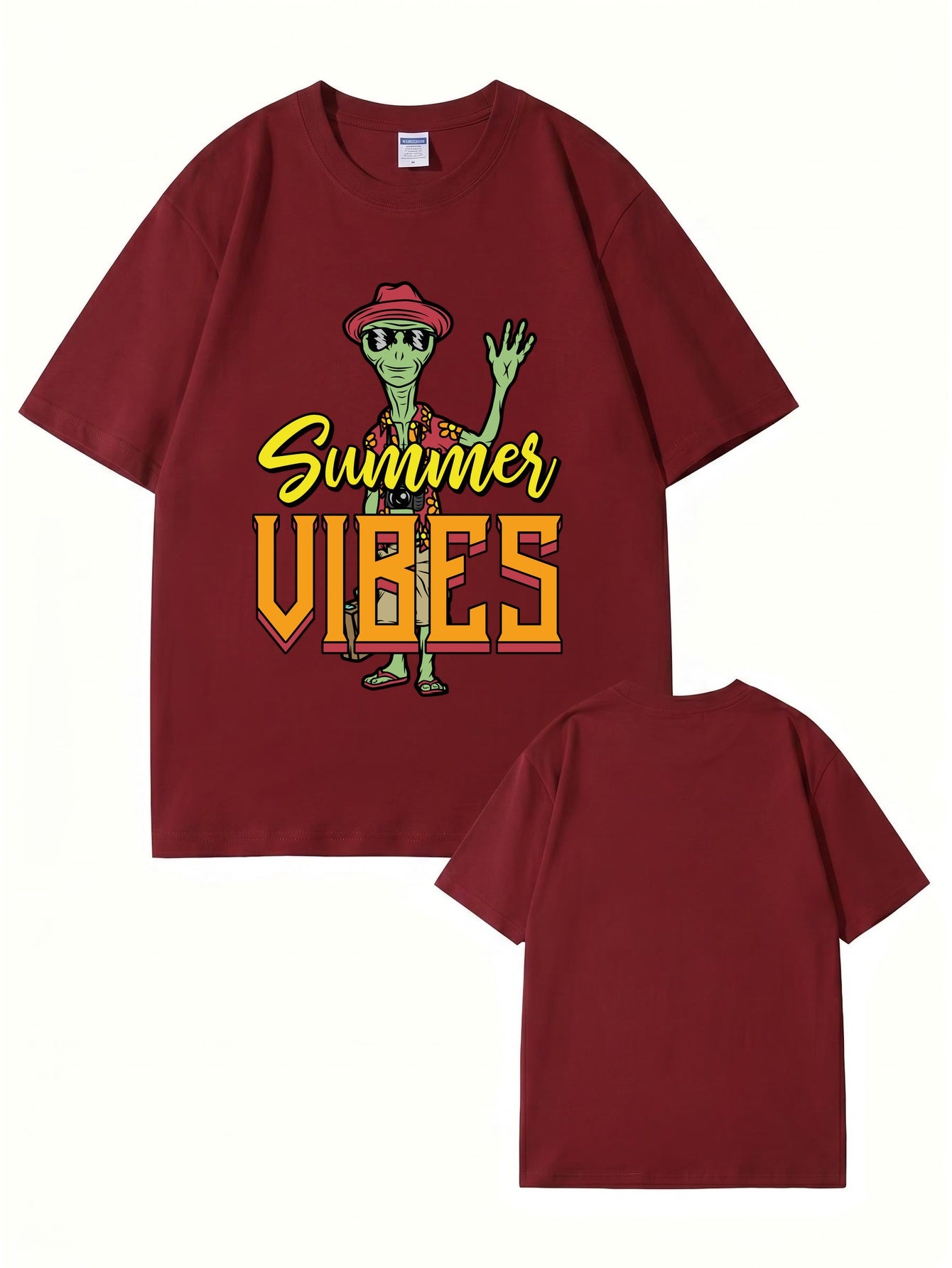 Summer Vibes Alien Graphic Print T-Shirt 200gsm Cotton