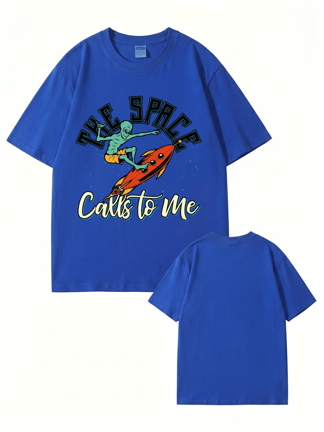The Space Calls To Me Alien Surfing Graphic Unisex Cotton T-Shirt