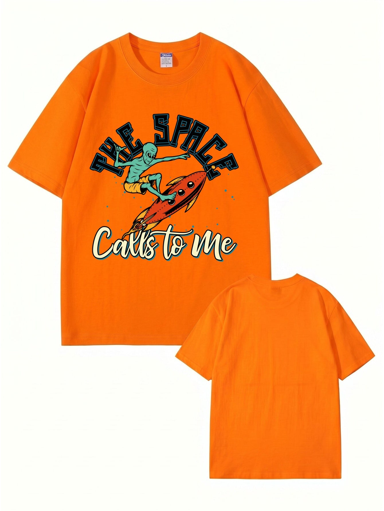 The Space Calls To Me Alien Surfing Graphic Unisex Cotton T-Shirt