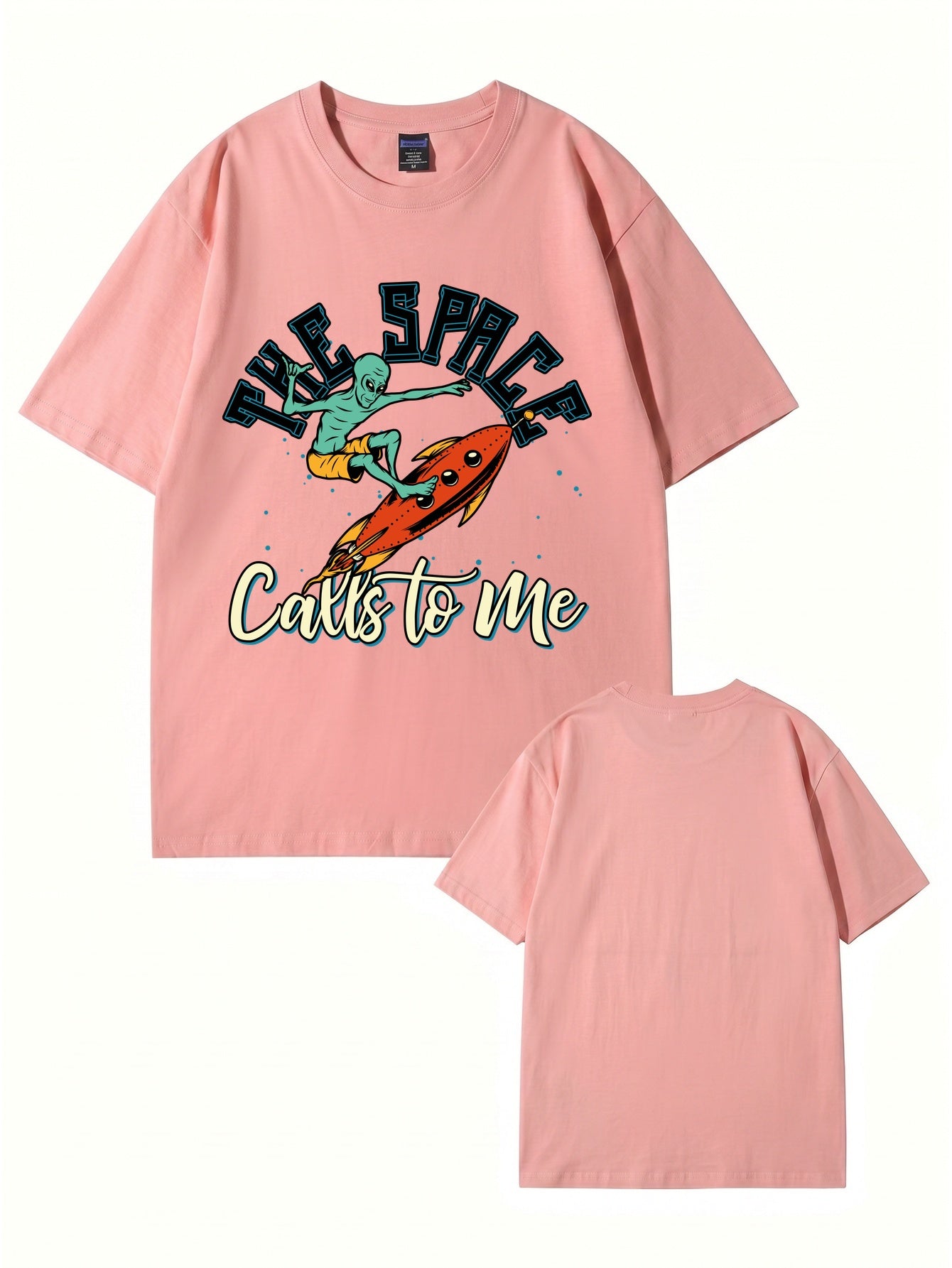 The Space Calls To Me Alien Surfing Graphic Unisex Cotton T-Shirt