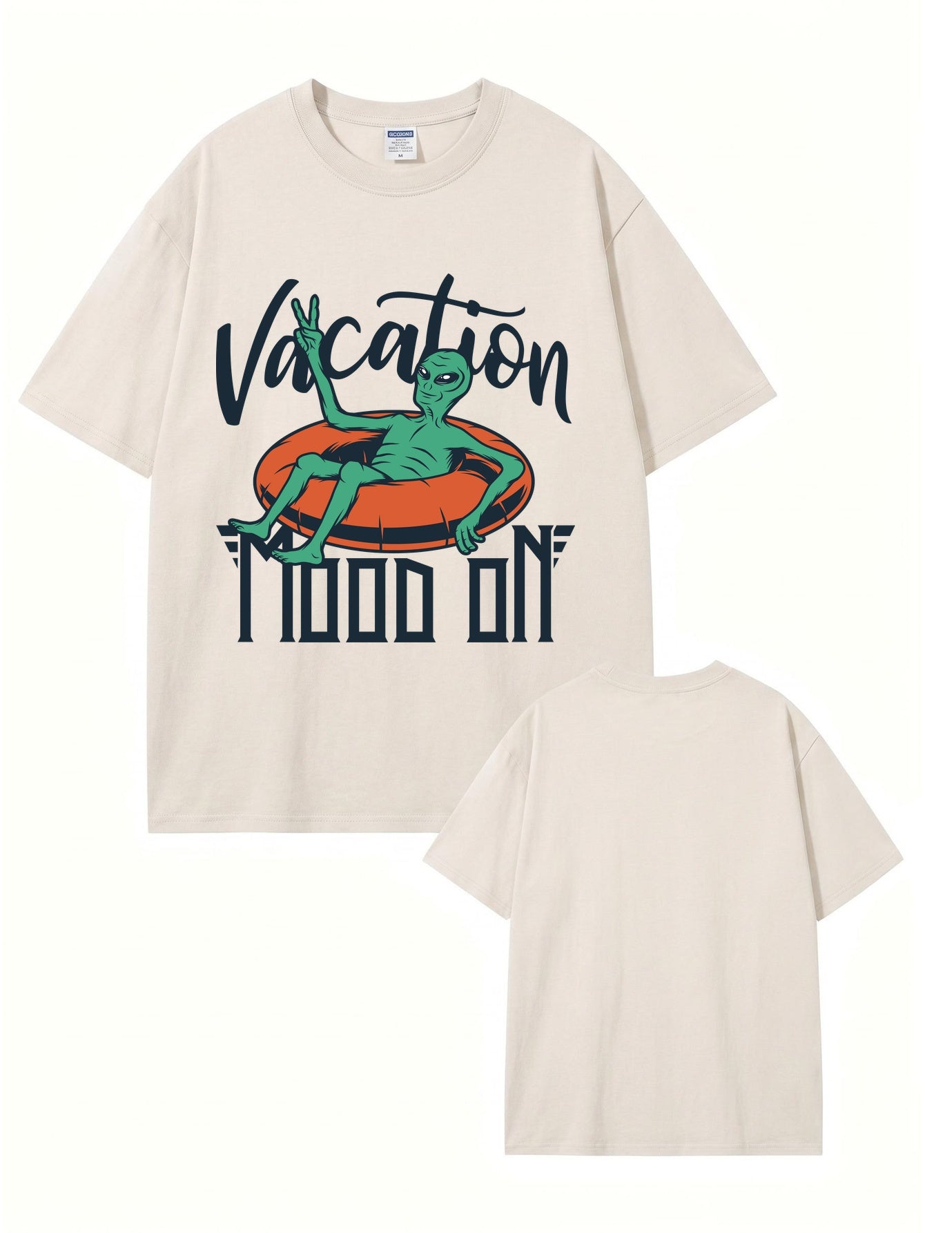 Vintage Washed Alien Vacation Graphic T-Shirt | Relaxed Fit Heavyweight Cotton