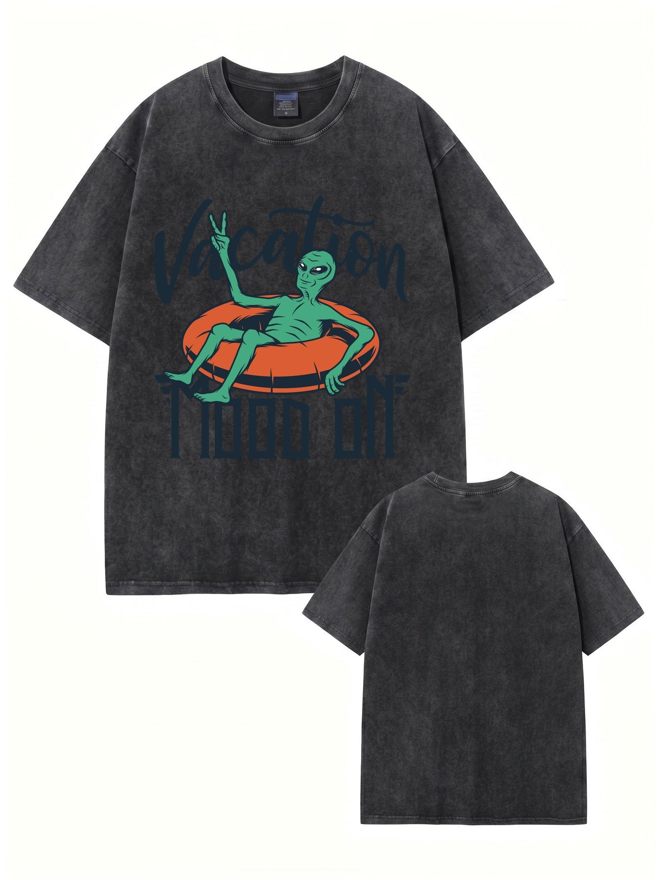 Vintage Washed Alien Vacation Graphic T-Shirt | Relaxed Fit Heavyweight Cotton