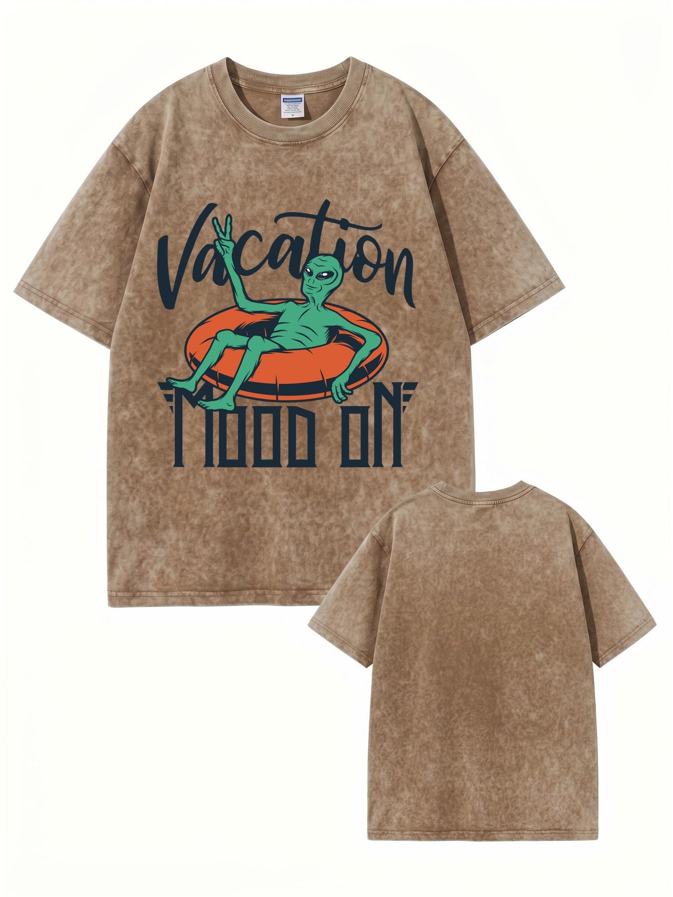 Vintage Washed Alien Vacation Graphic T-Shirt | Relaxed Fit Heavyweight Cotton
