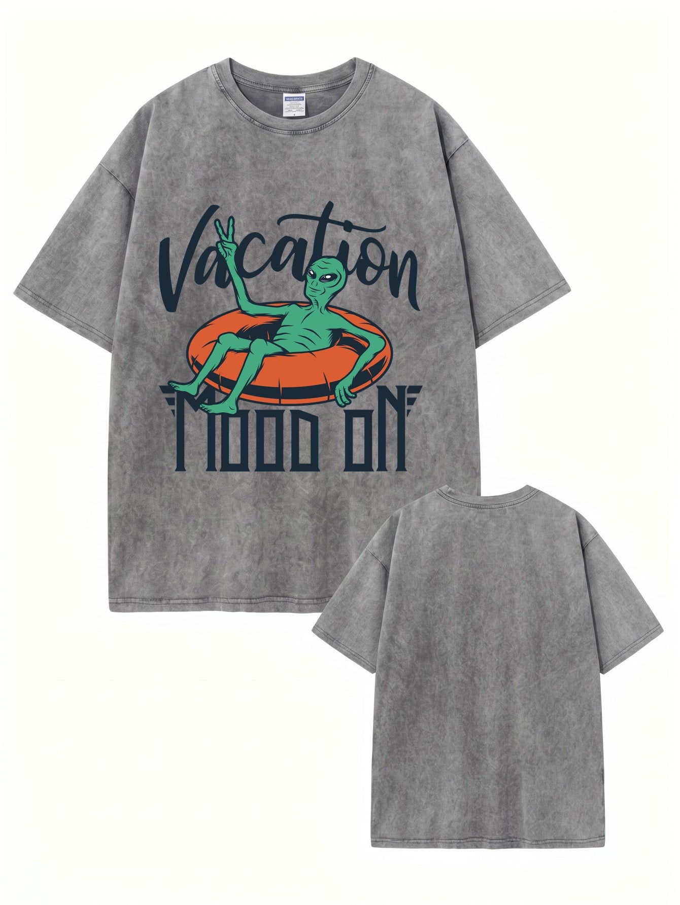 Vintage Washed Alien Vacation Graphic T-Shirt | Relaxed Fit Heavyweight Cotton