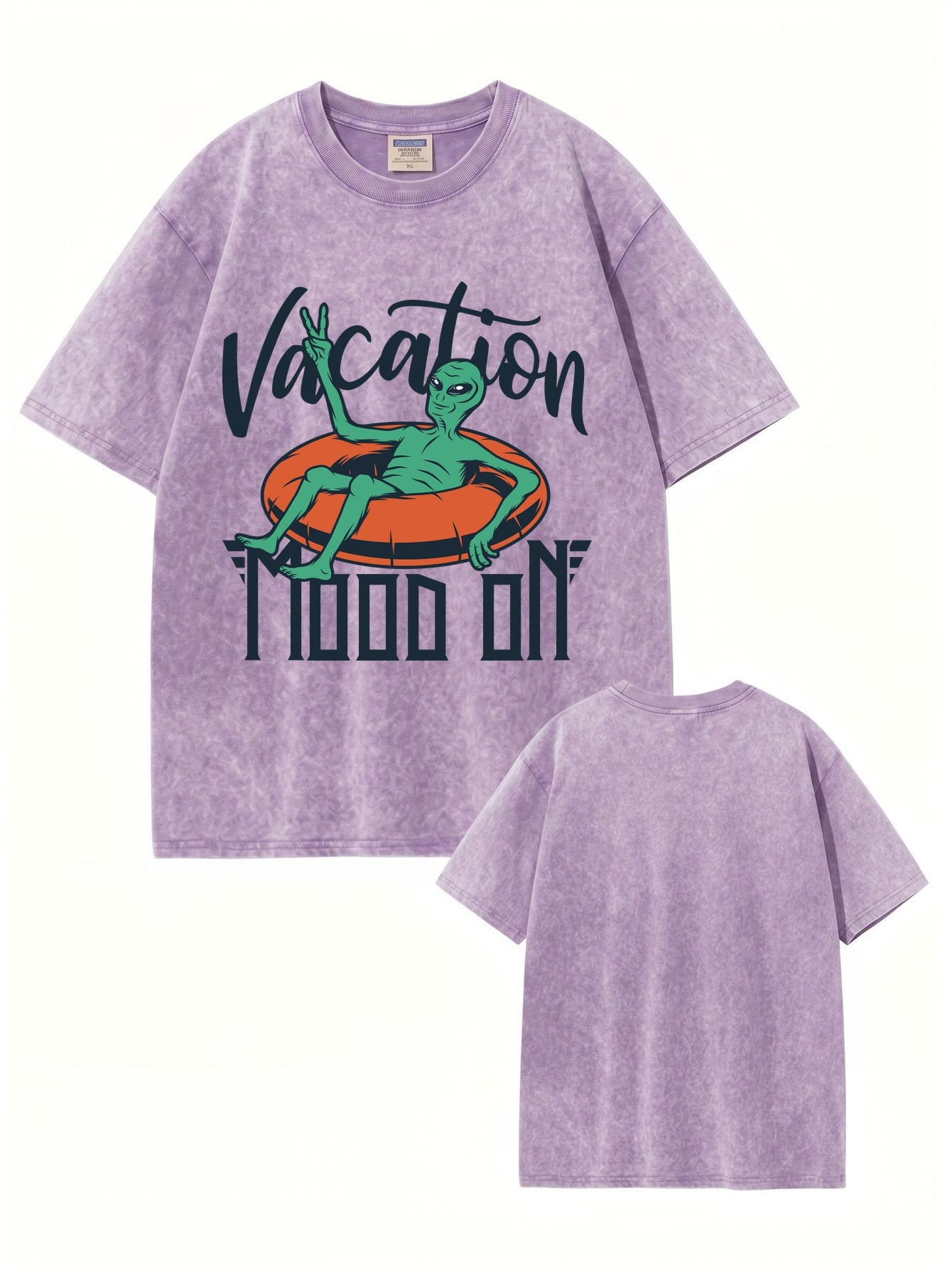 Vintage Washed Alien Vacation Graphic T-Shirt | Relaxed Fit Heavyweight Cotton