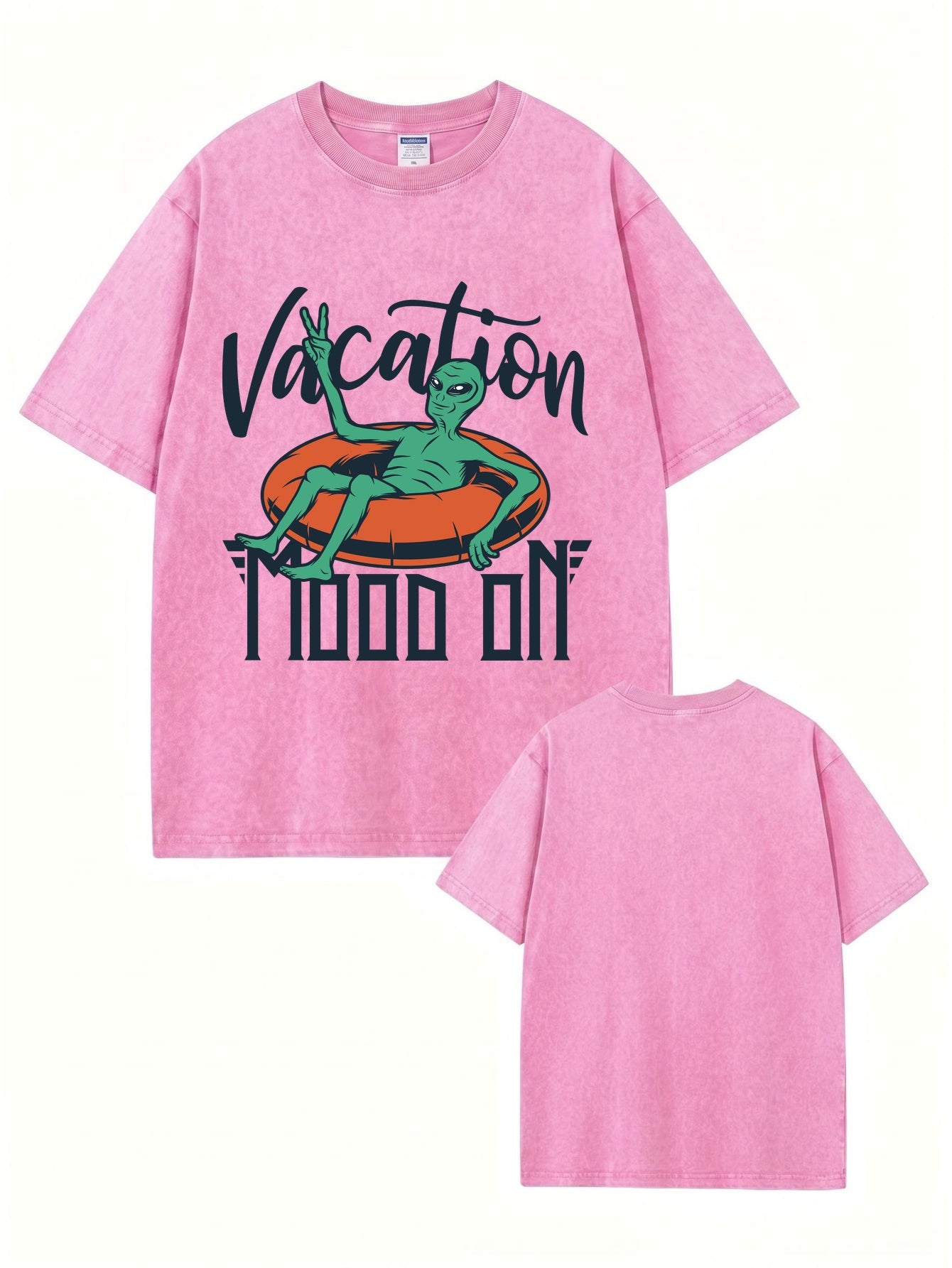 Vintage Washed Alien Vacation Graphic T-Shirt | Relaxed Fit Heavyweight Cotton