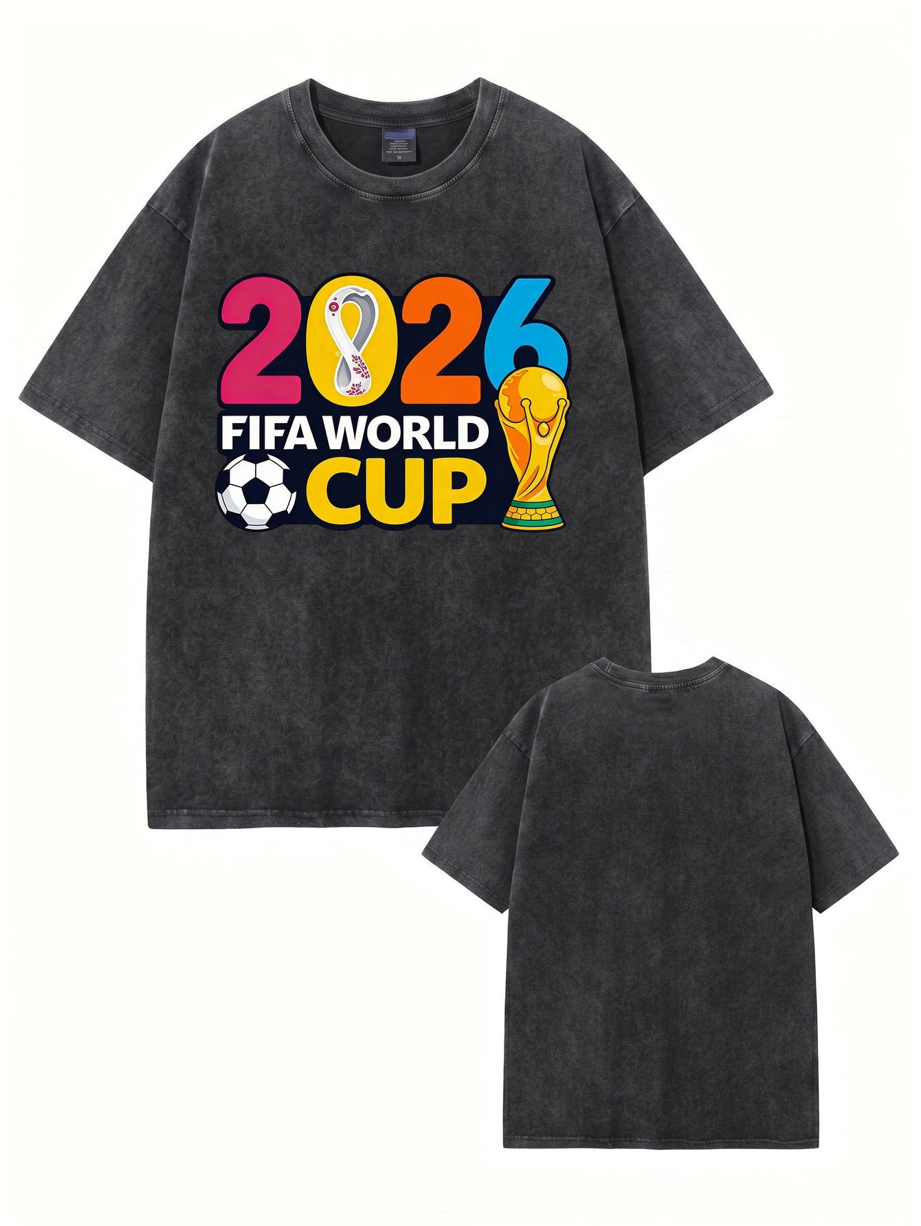 2026 FIFA World Cup Graphic Tee - Vintage Washed Heavyweight Cotton T-Shirt
