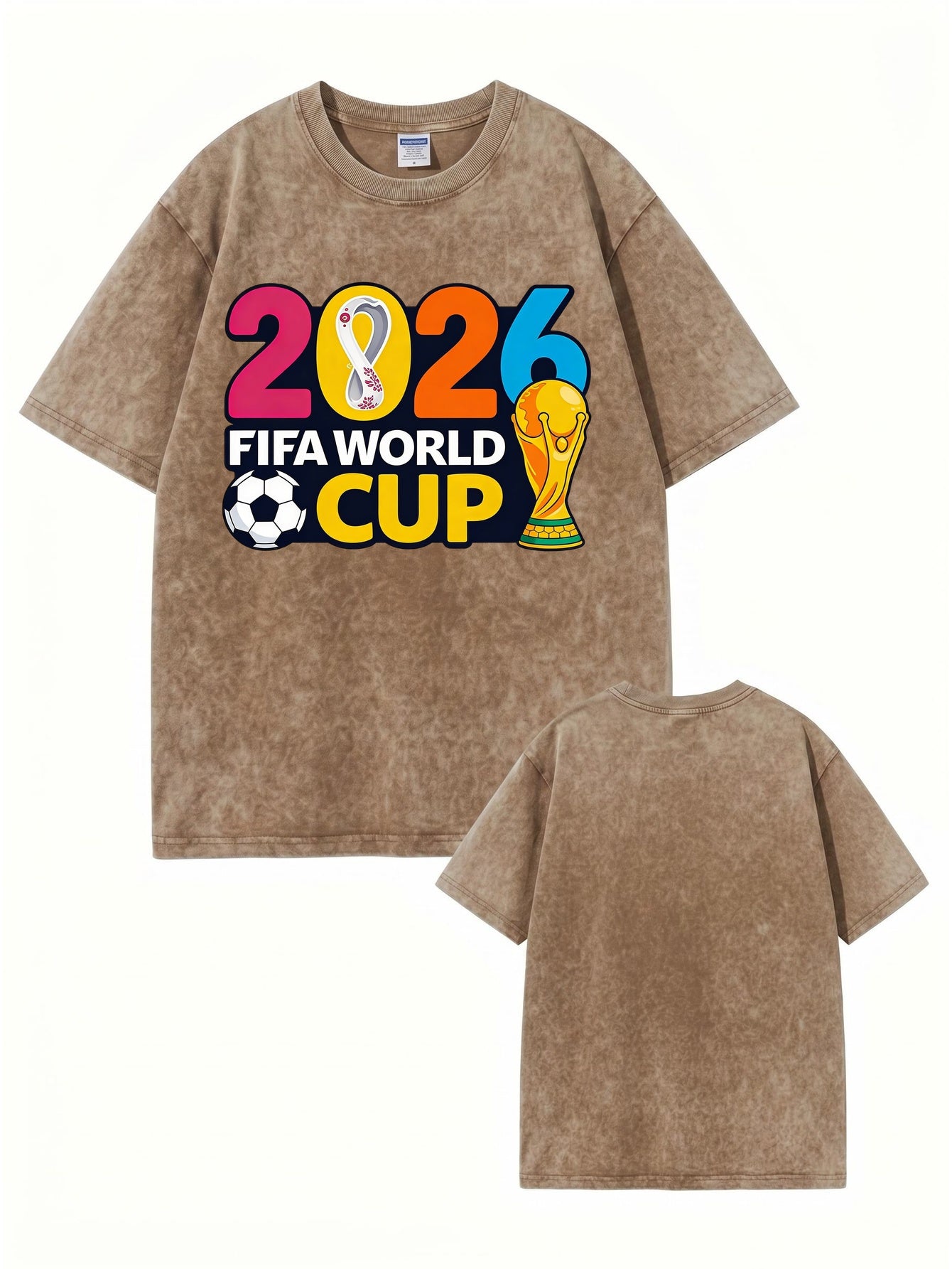 2026 FIFA World Cup Graphic Tee - Vintage Washed Heavyweight Cotton T-Shirt
