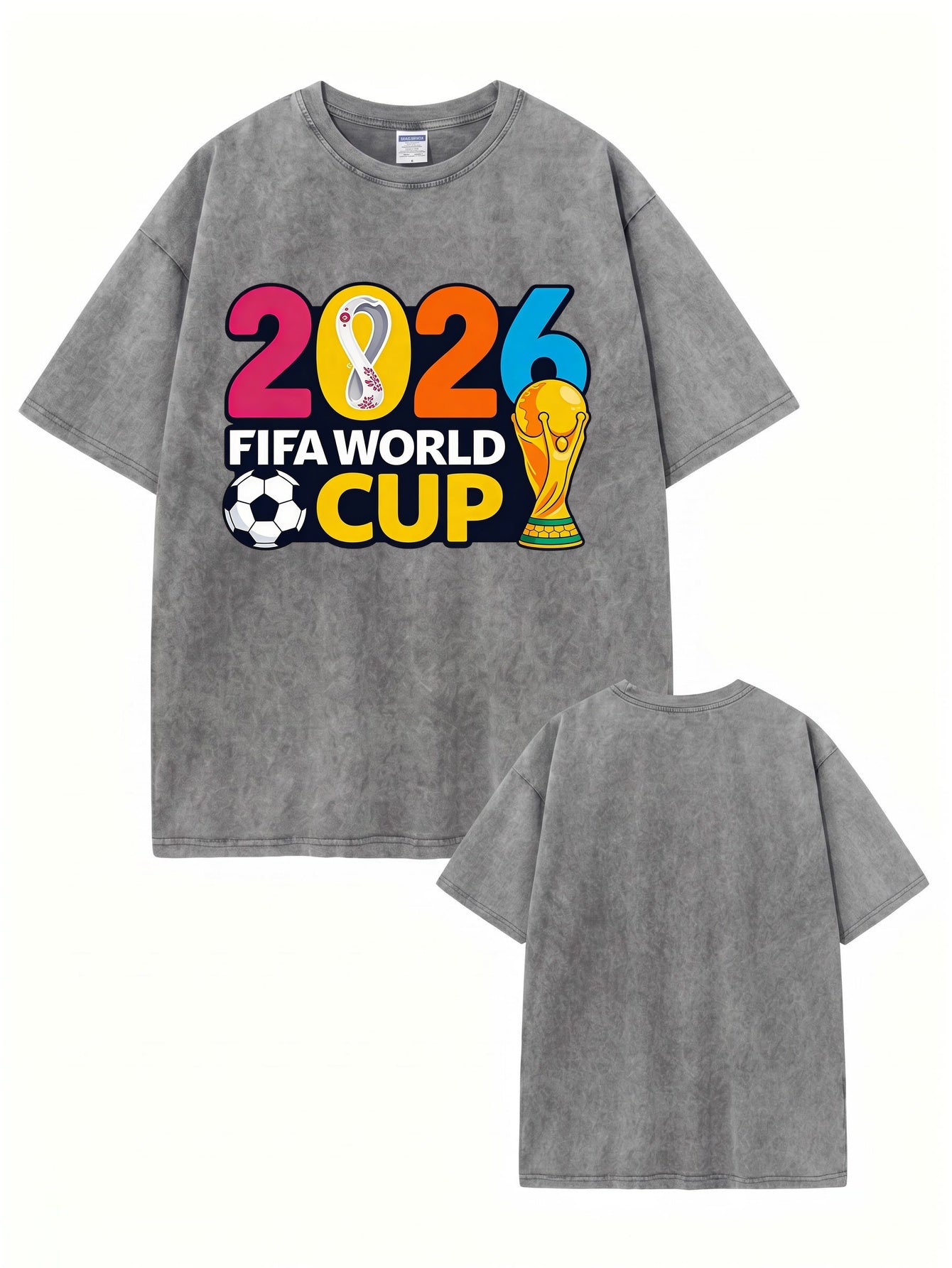 2026 FIFA World Cup Graphic Tee - Vintage Washed Heavyweight Cotton T-Shirt