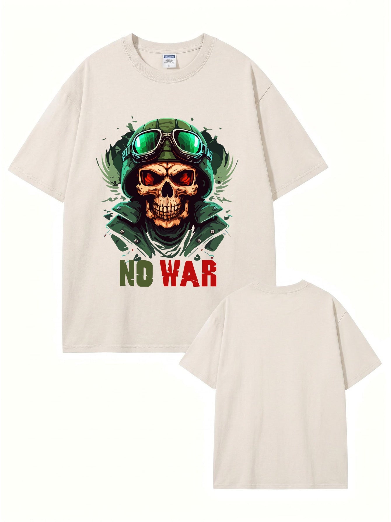 Vintage Washed No War Skull Graphic T-Shirt | Heavyweight 300gsm Cotton