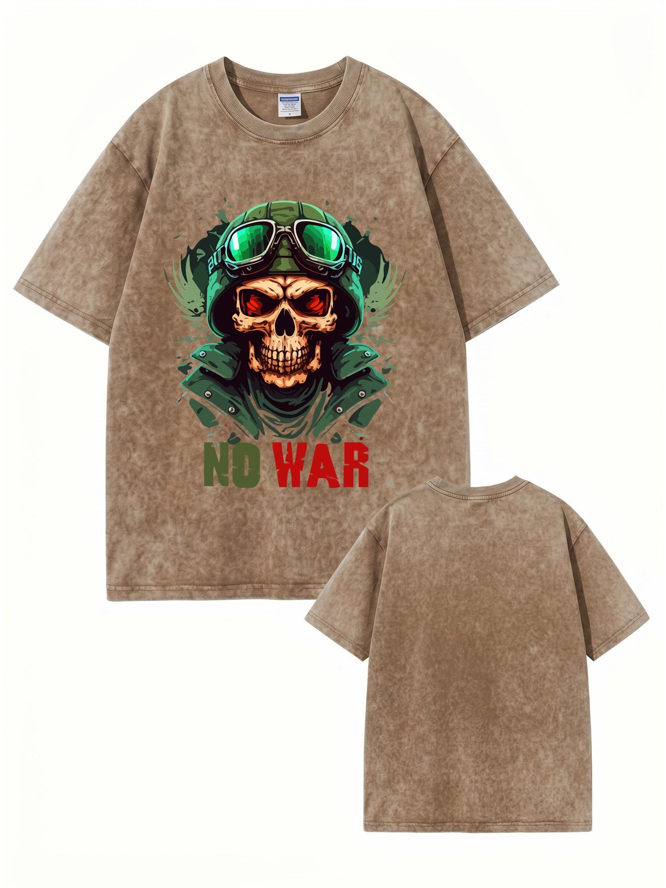 Vintage Washed No War Skull Graphic T-Shirt | Heavyweight 300gsm Cotton