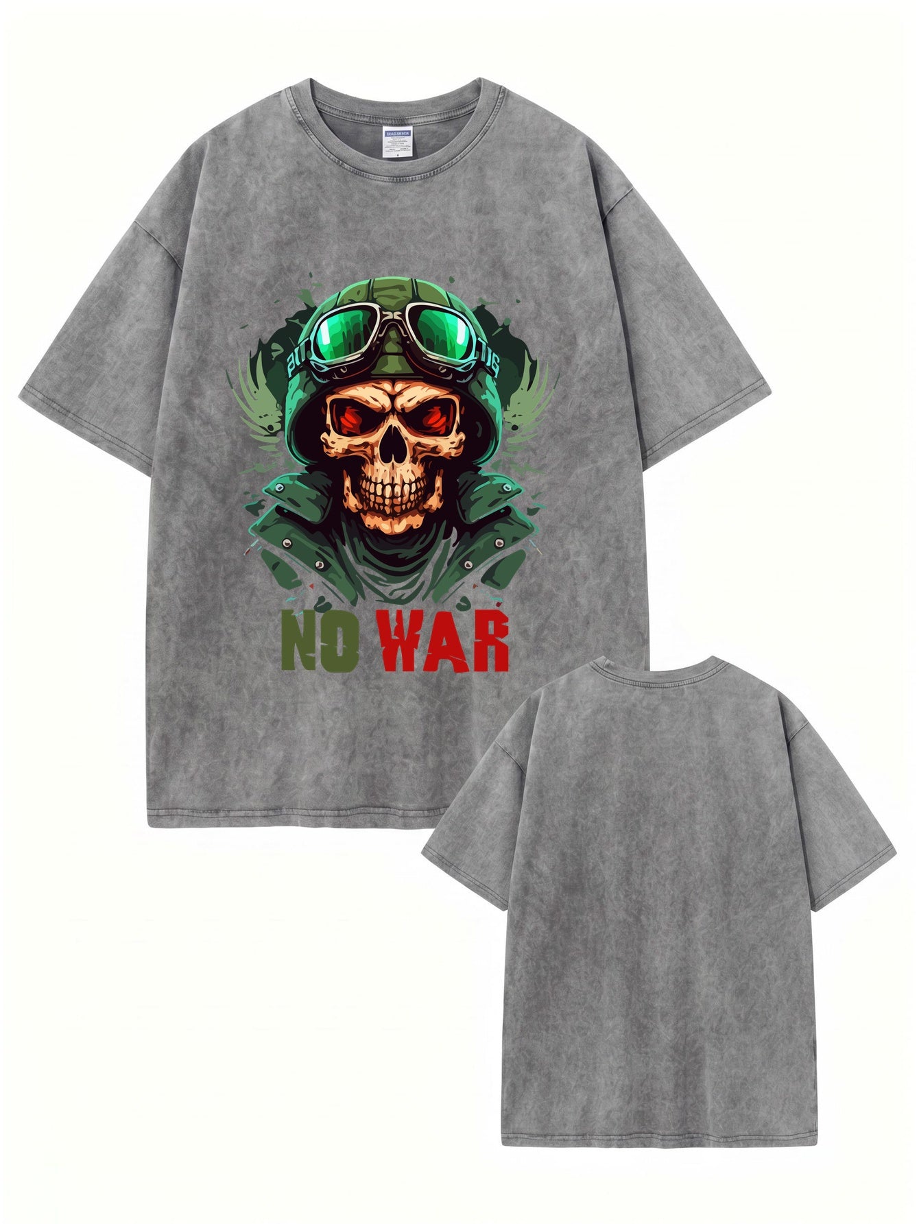 Vintage Washed No War Skull Graphic T-Shirt | Heavyweight 300gsm Cotton