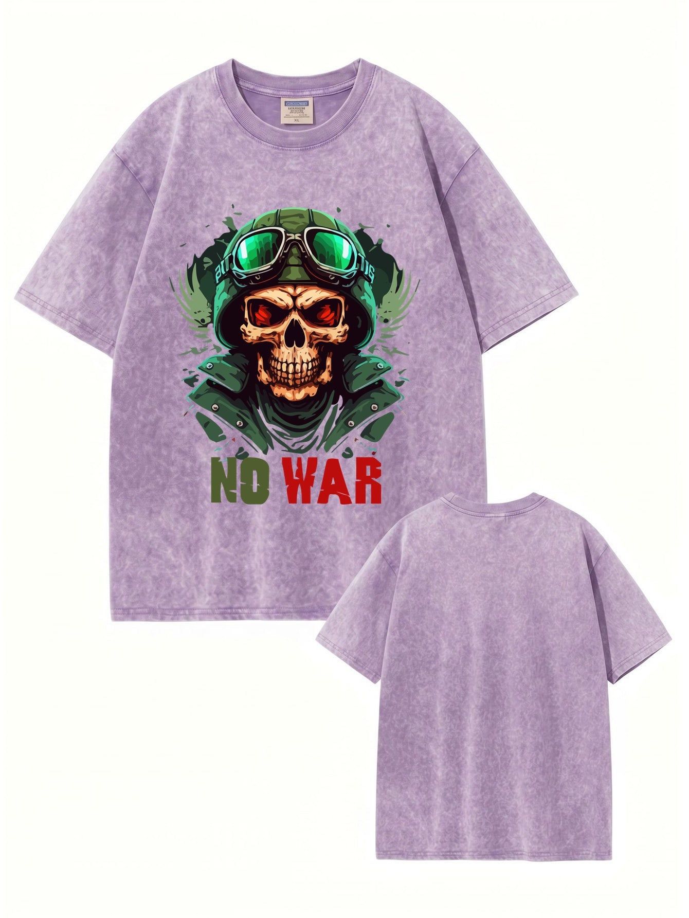 Vintage Washed No War Skull Graphic T-Shirt | Heavyweight 300gsm Cotton