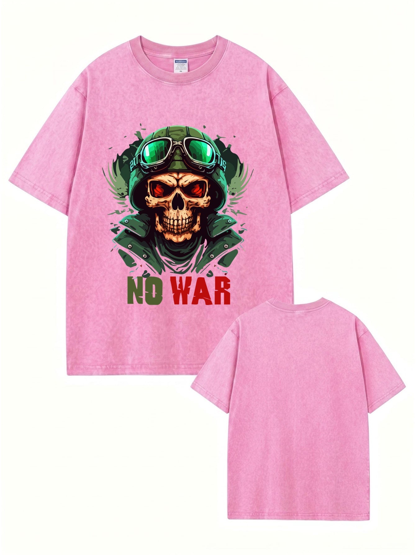 Vintage Washed No War Skull Graphic T-Shirt | Heavyweight 300gsm Cotton