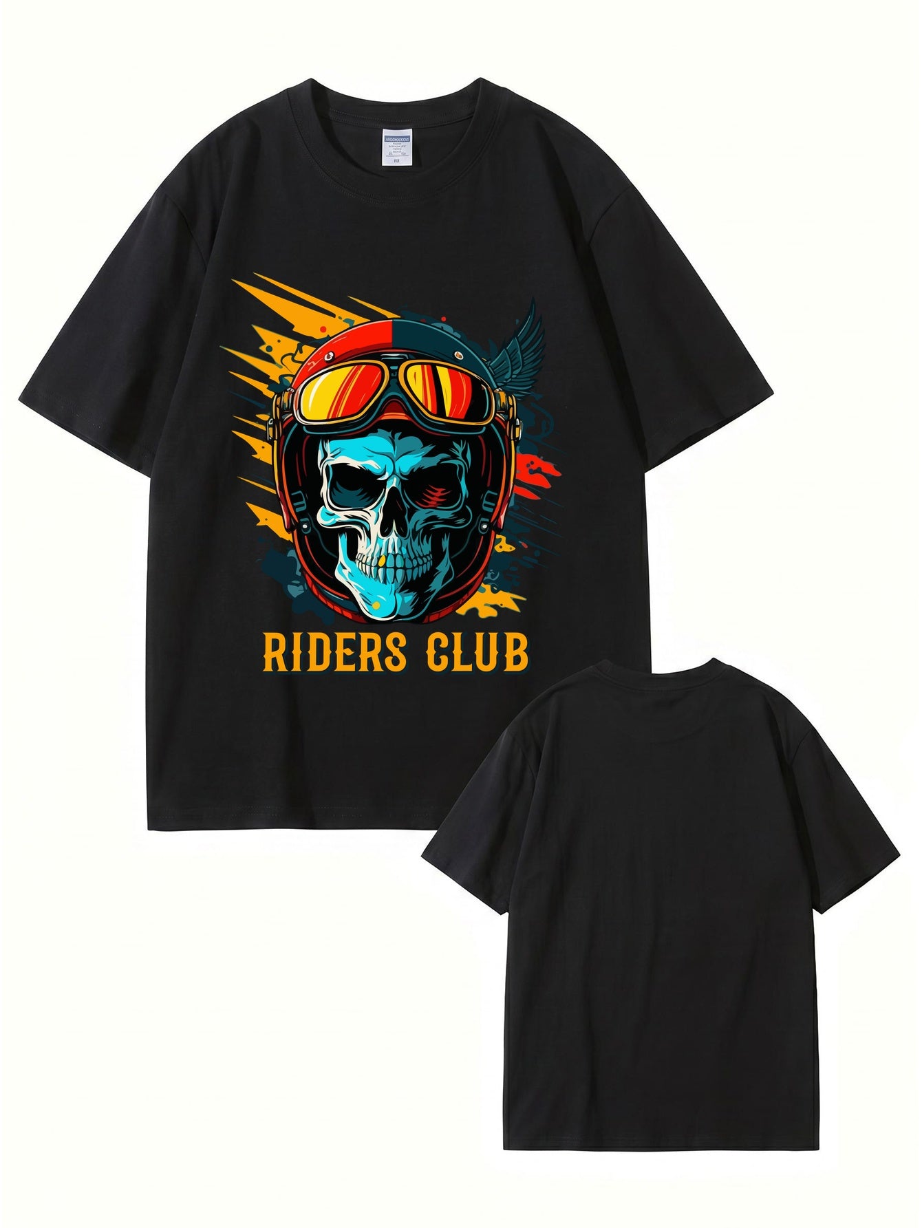 Riders Club Skull Graphic Print T-Shirt, Heavyweight 200GSM Cotton