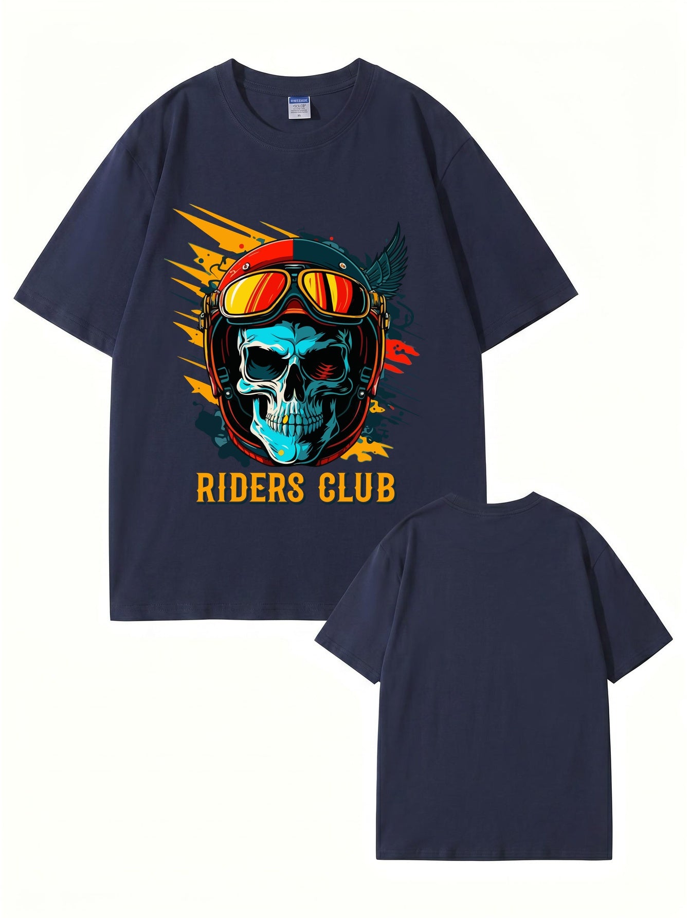 Riders Club Skull Graphic Print T-Shirt, Heavyweight 200GSM Cotton