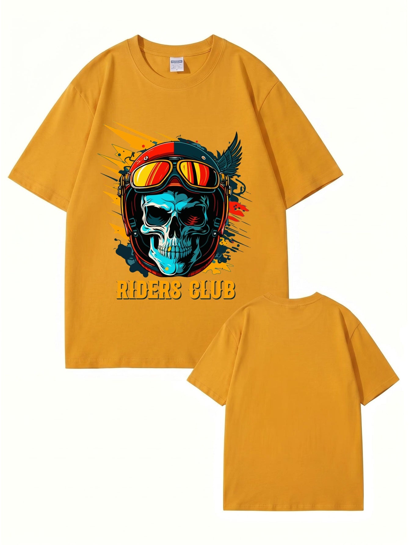 Riders Club Skull Graphic Print T-Shirt, Heavyweight 200GSM Cotton