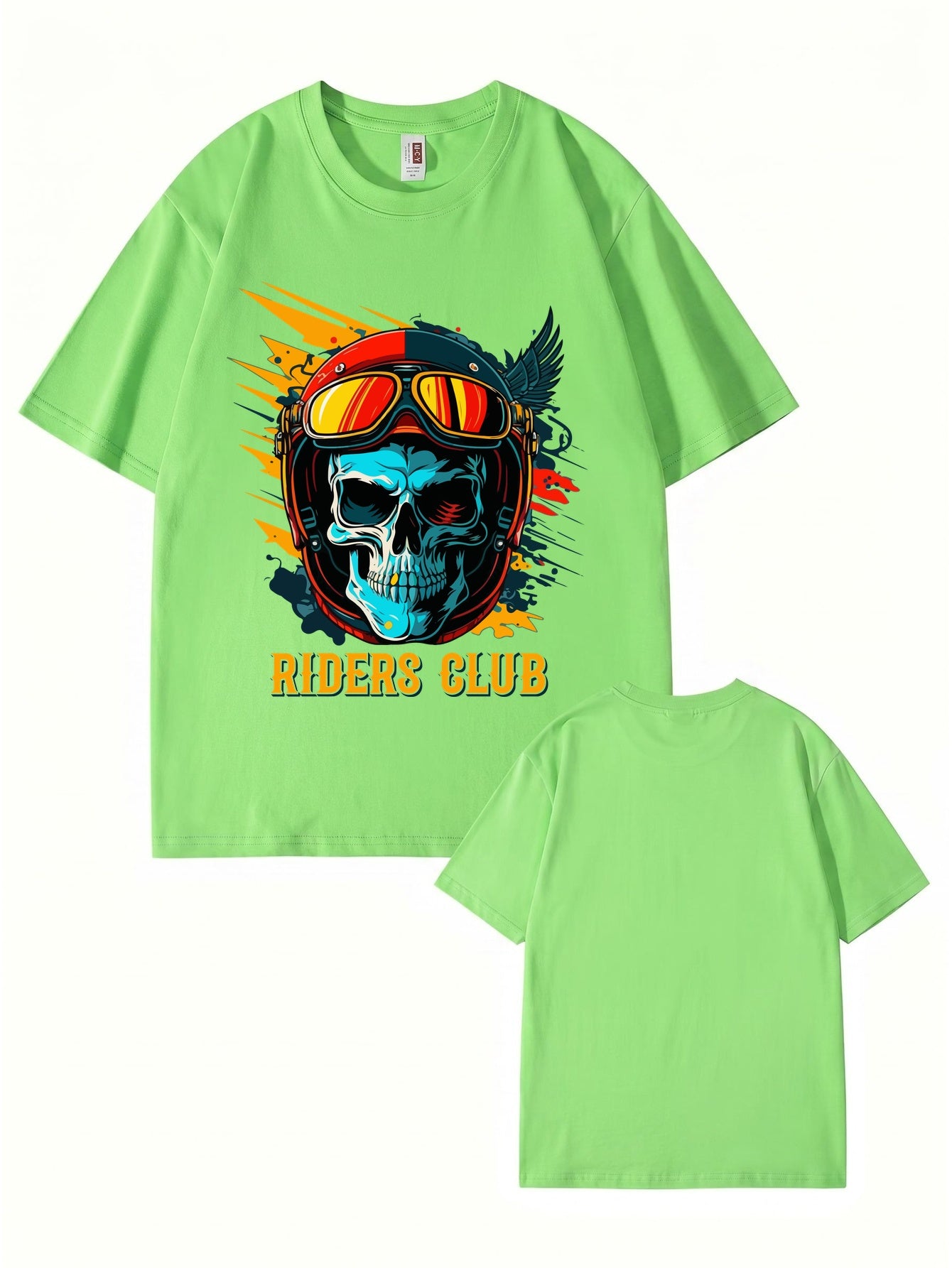 Riders Club Skull Graphic Print T-Shirt, Heavyweight 200GSM Cotton