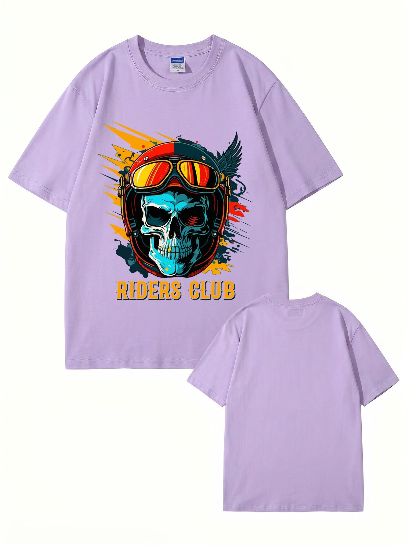 Riders Club Skull Graphic Print T-Shirt, Heavyweight 200GSM Cotton