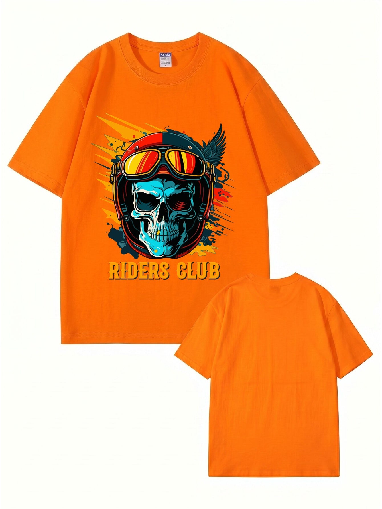 Riders Club Skull Graphic Print T-Shirt, Heavyweight 200GSM Cotton
