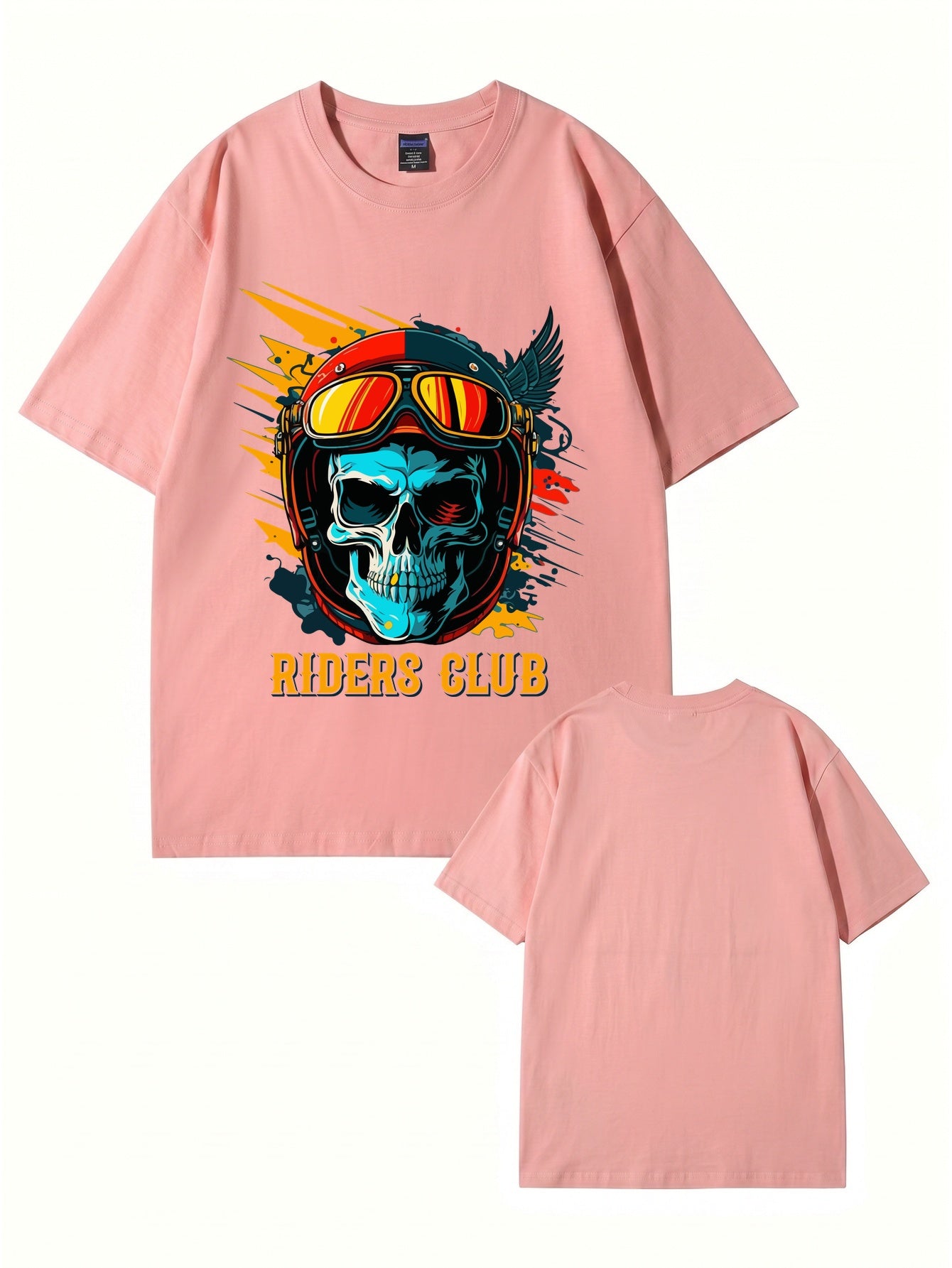 Riders Club Skull Graphic Print T-Shirt, Heavyweight 200GSM Cotton