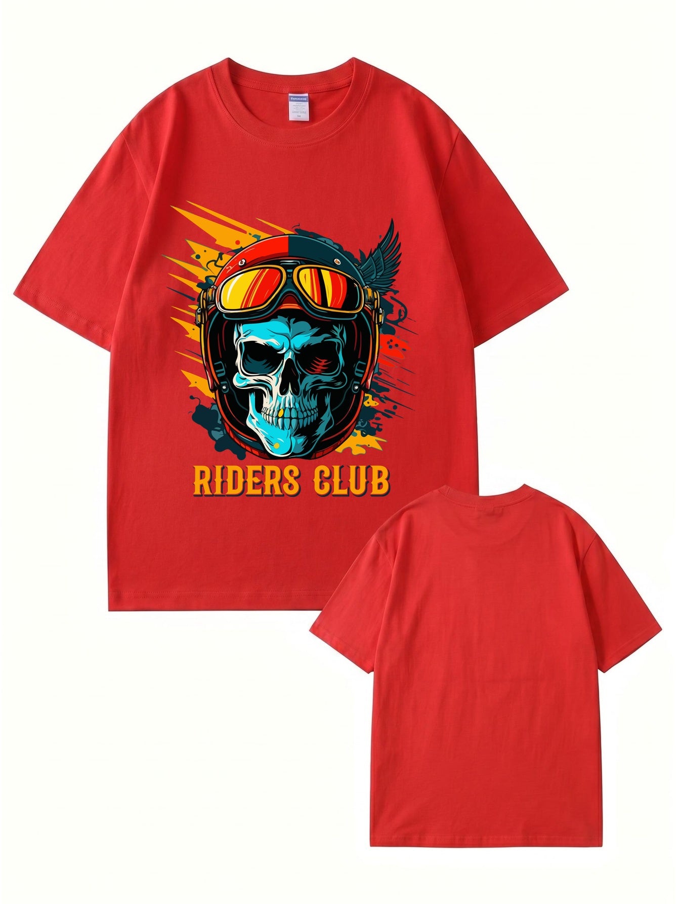 Riders Club Skull Graphic Print T-Shirt, Heavyweight 200GSM Cotton