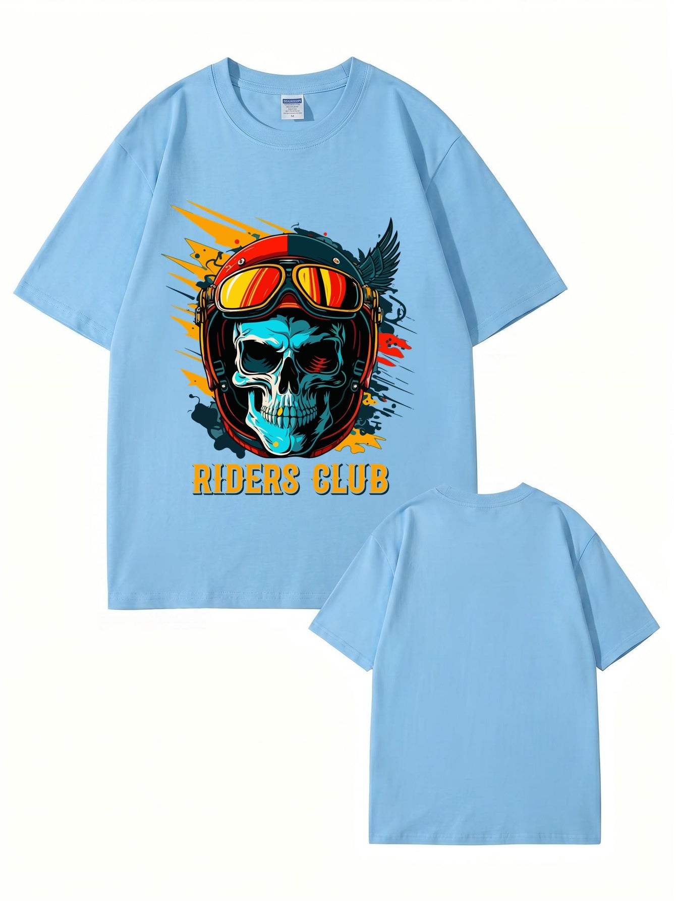 Riders Club Skull Graphic Print T-Shirt, Heavyweight 200GSM Cotton