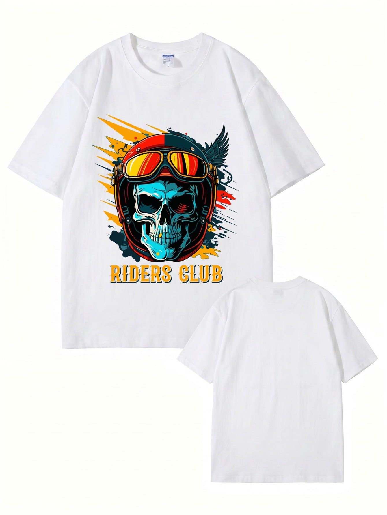 Riders Club Skull Graphic Print T-Shirt, Heavyweight 200GSM Cotton