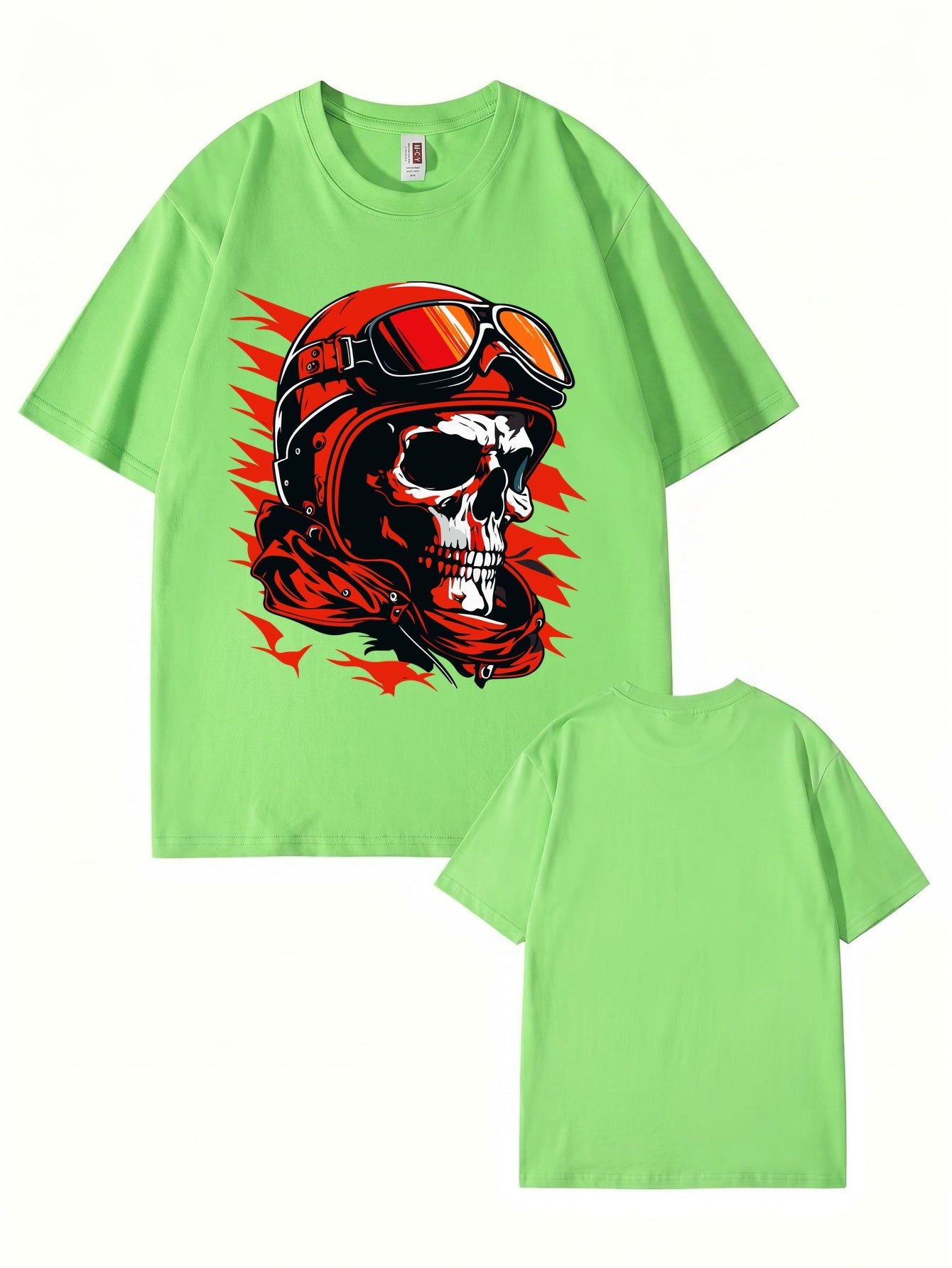 Vintage Biker Skull Graphic T-Shirt | Retro Motorcycle Helmet Print Tee