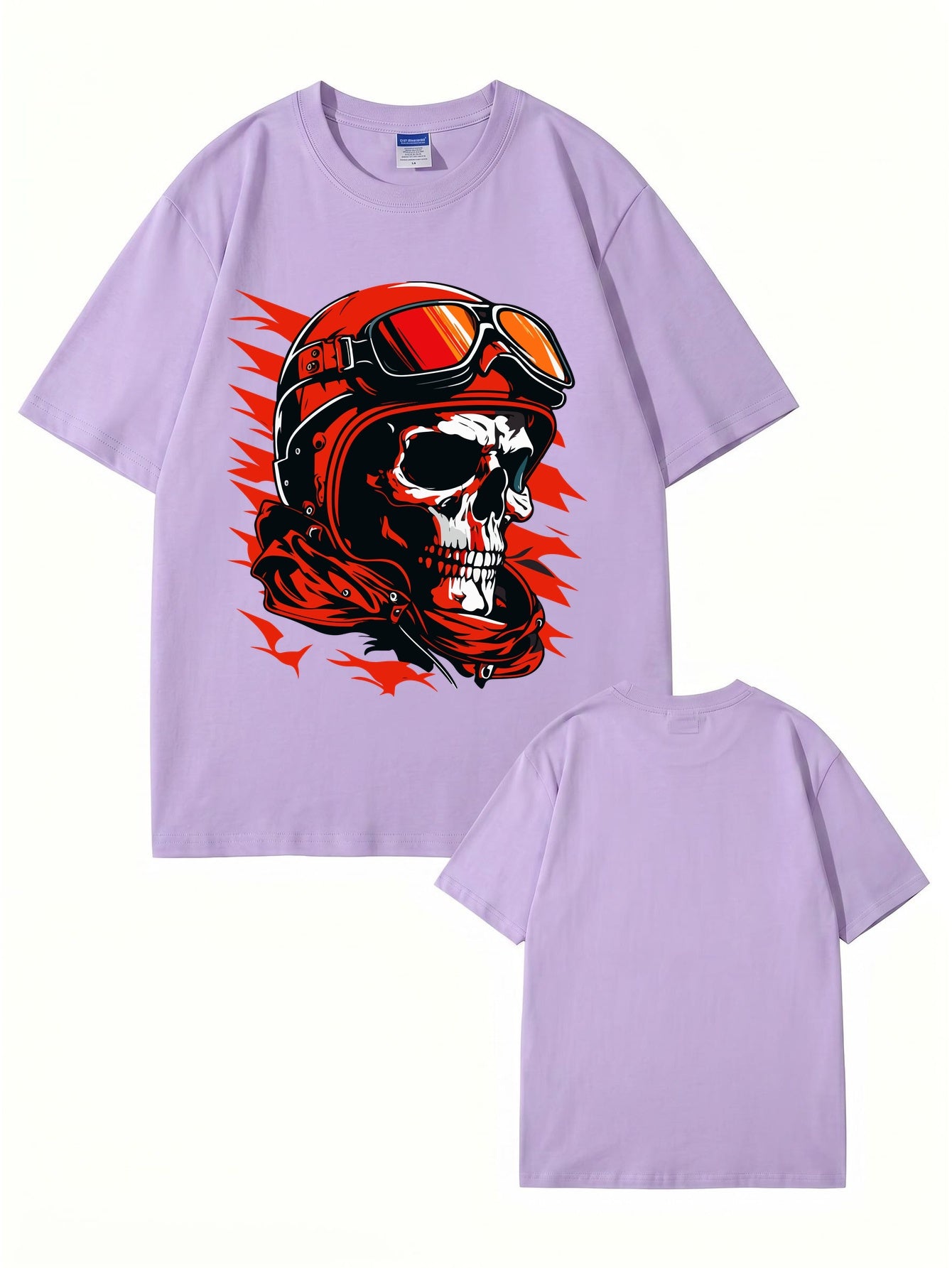 Vintage Biker Skull Graphic T-Shirt | Retro Motorcycle Helmet Print Tee