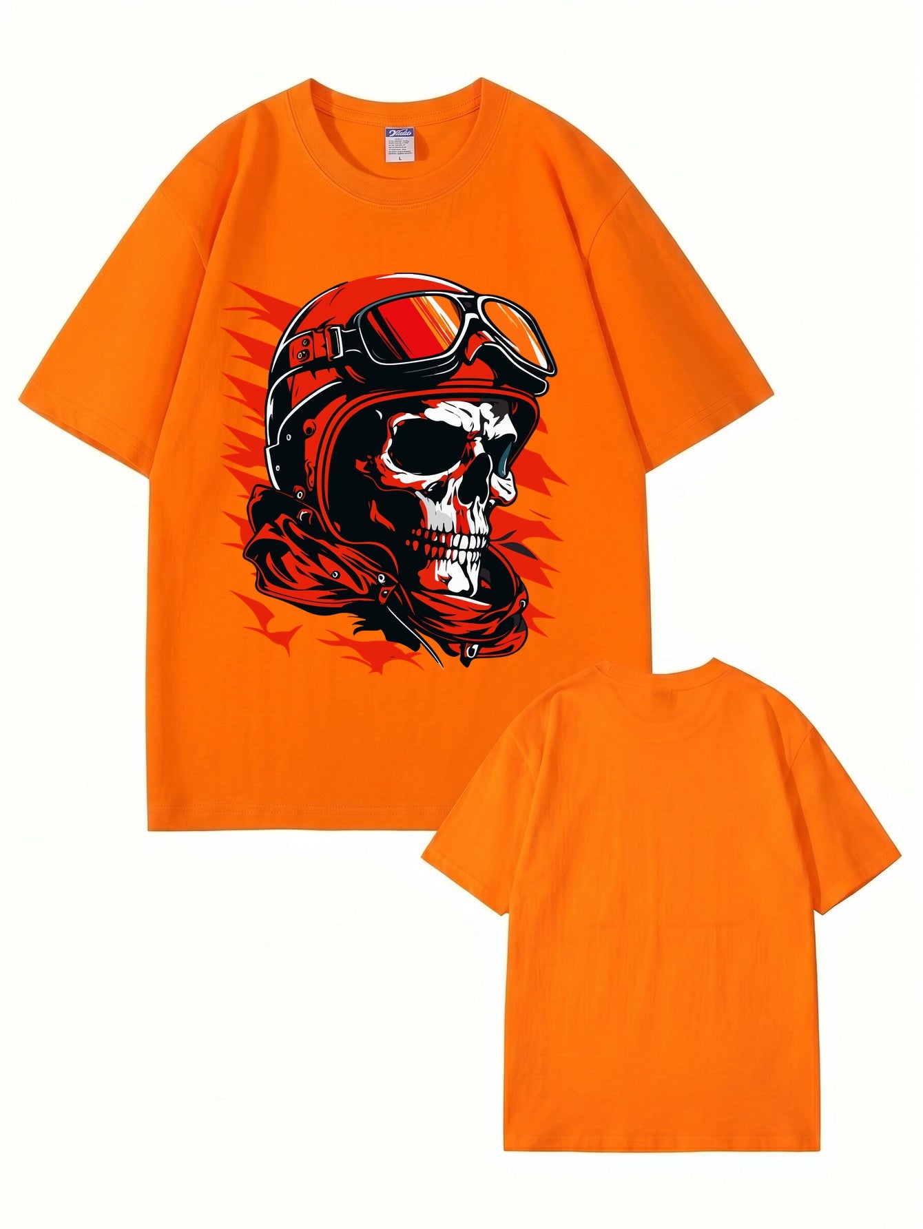 Vintage Biker Skull Graphic T-Shirt | Retro Motorcycle Helmet Print Tee