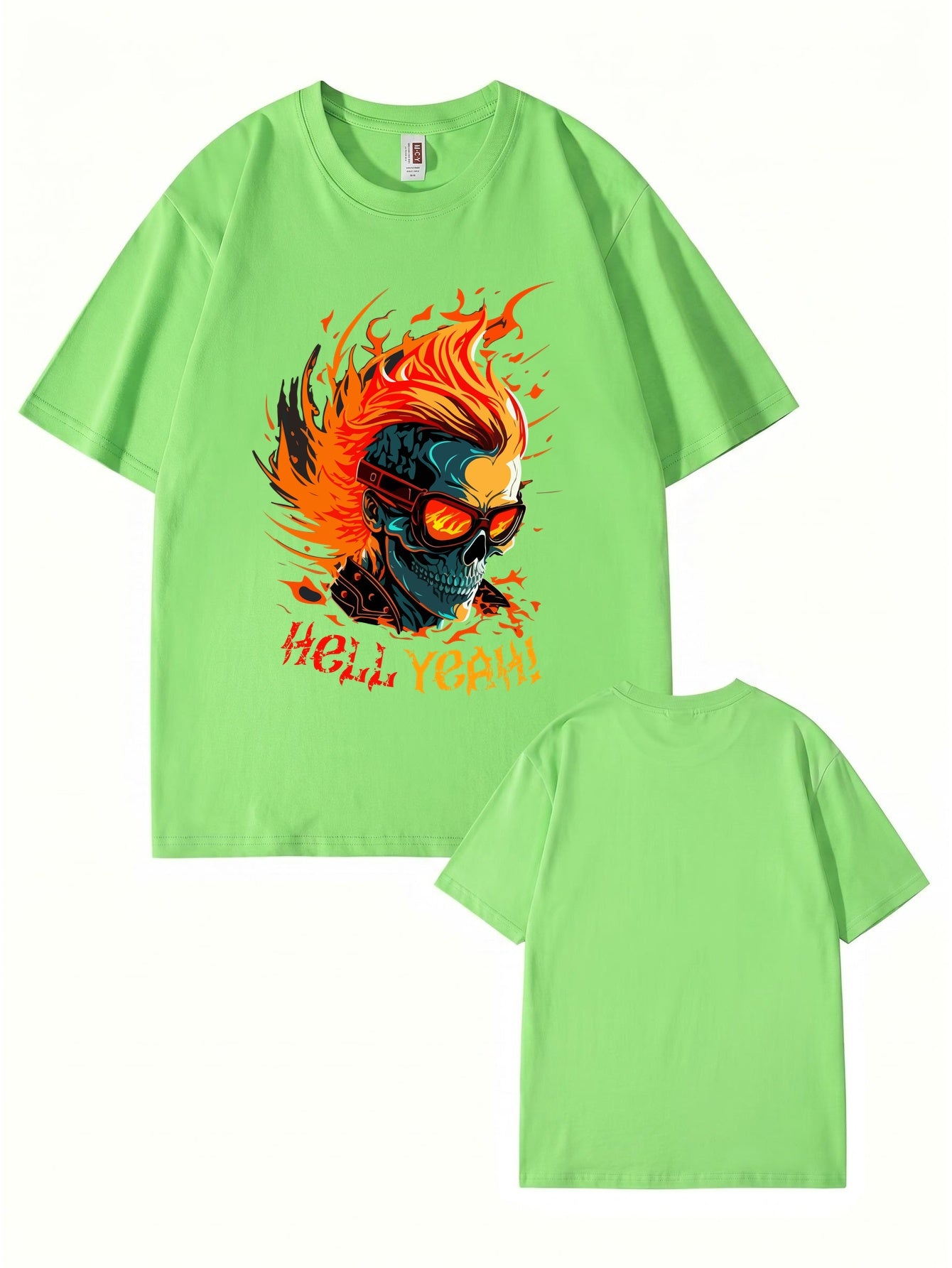 HELL YEAH Flaming Skull Graphic T-Shirt - Premium 200gsm Cotton Streetwear