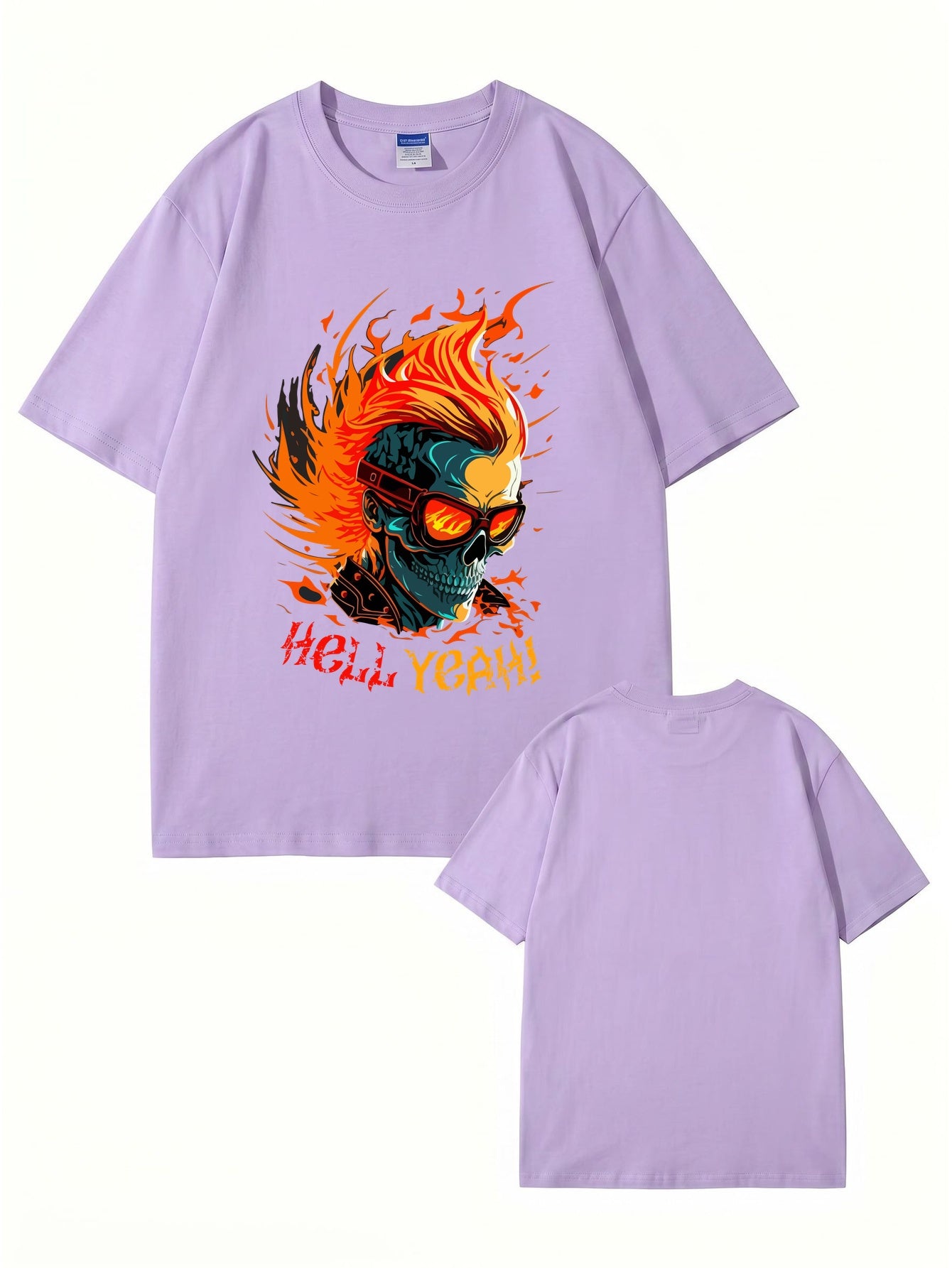 HELL YEAH Flaming Skull Graphic T-Shirt - Premium 200gsm Cotton Streetwear