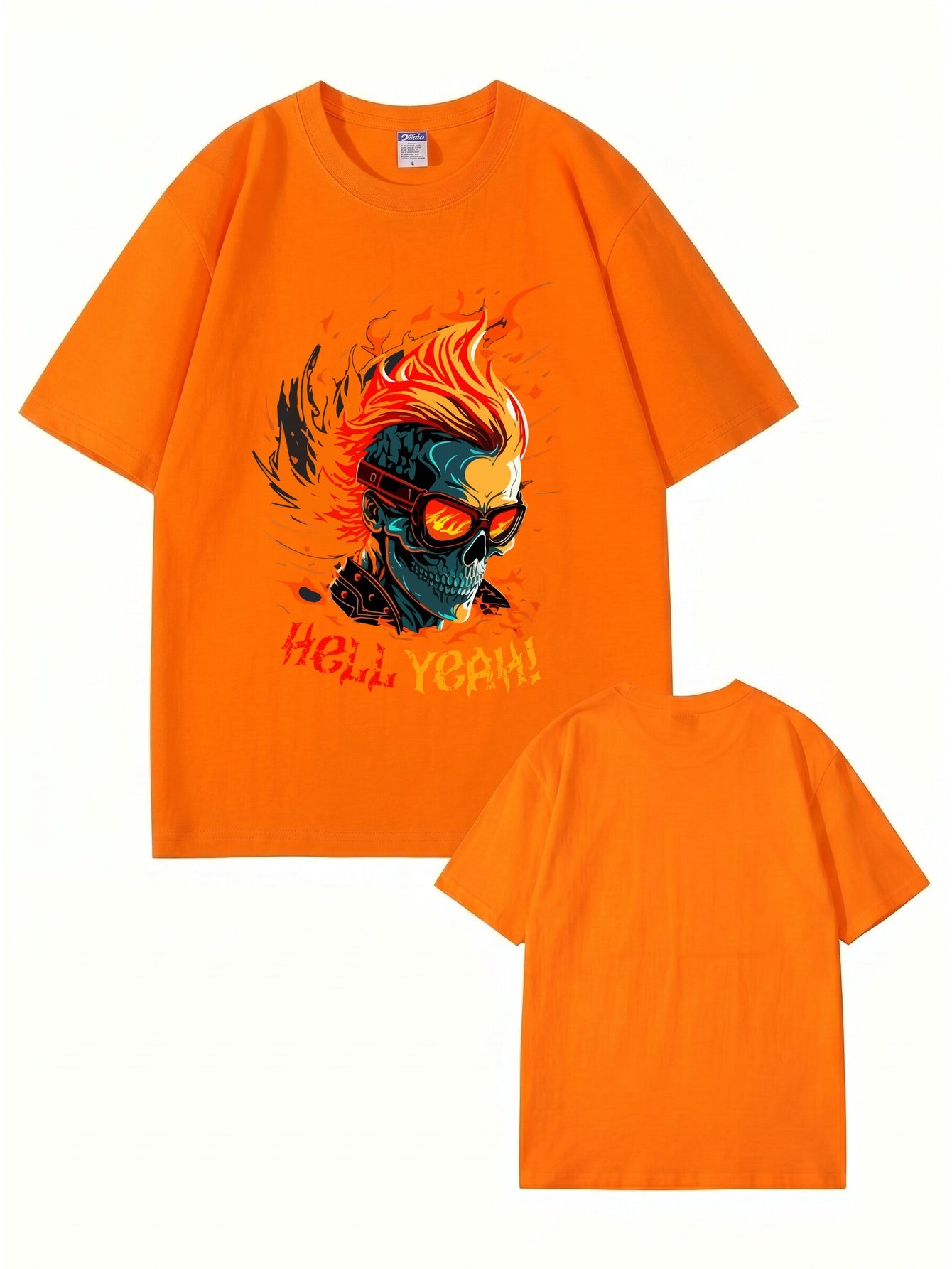 HELL YEAH Flaming Skull Graphic T-Shirt - Premium 200gsm Cotton Streetwear