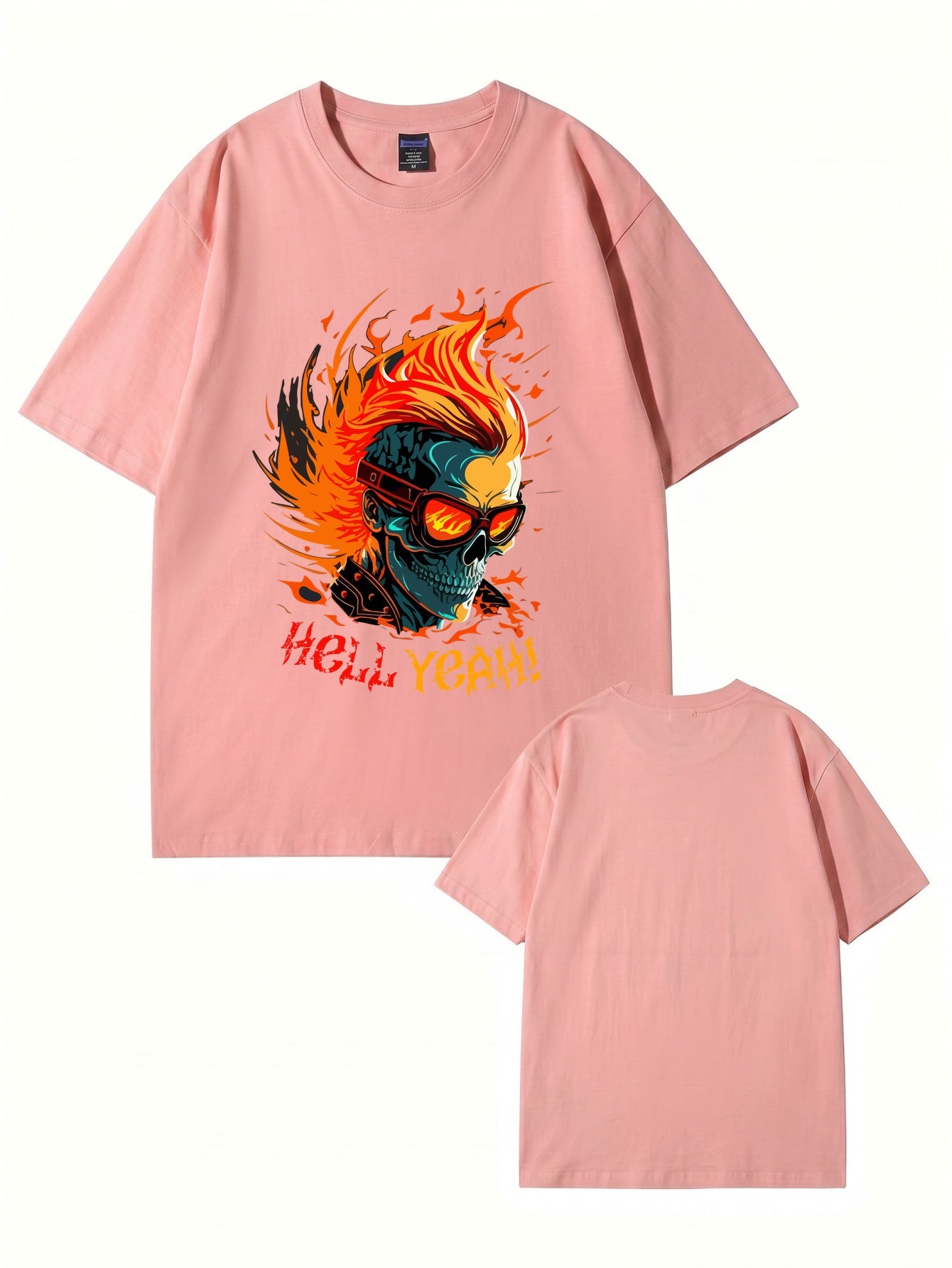 HELL YEAH Flaming Skull Graphic T-Shirt - Premium 200gsm Cotton Streetwear