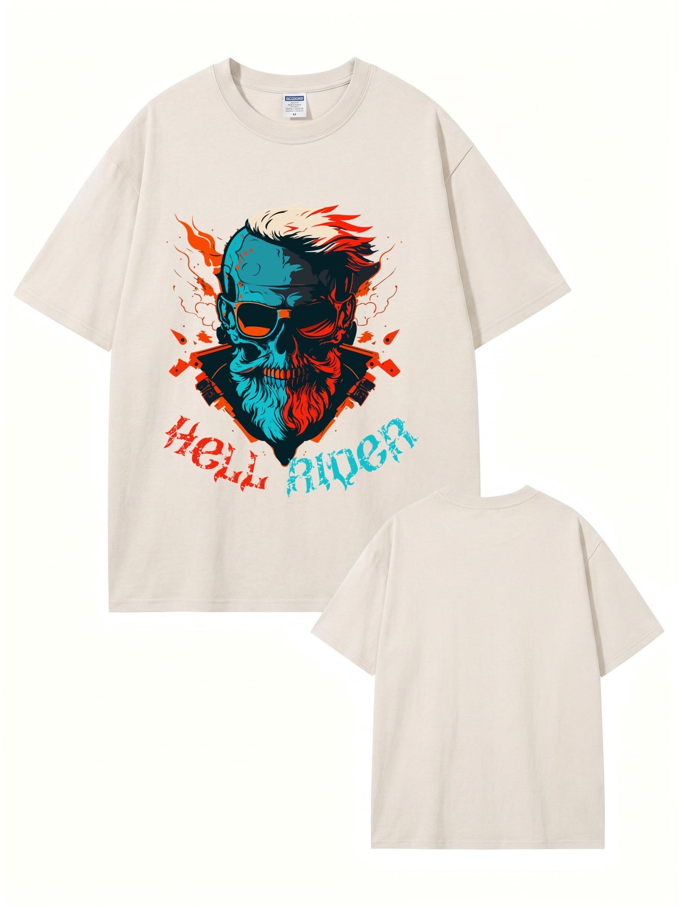 Hell Rider Vintage Washed Graphic T-Shirt - Heavyweight Cotton Streetwear