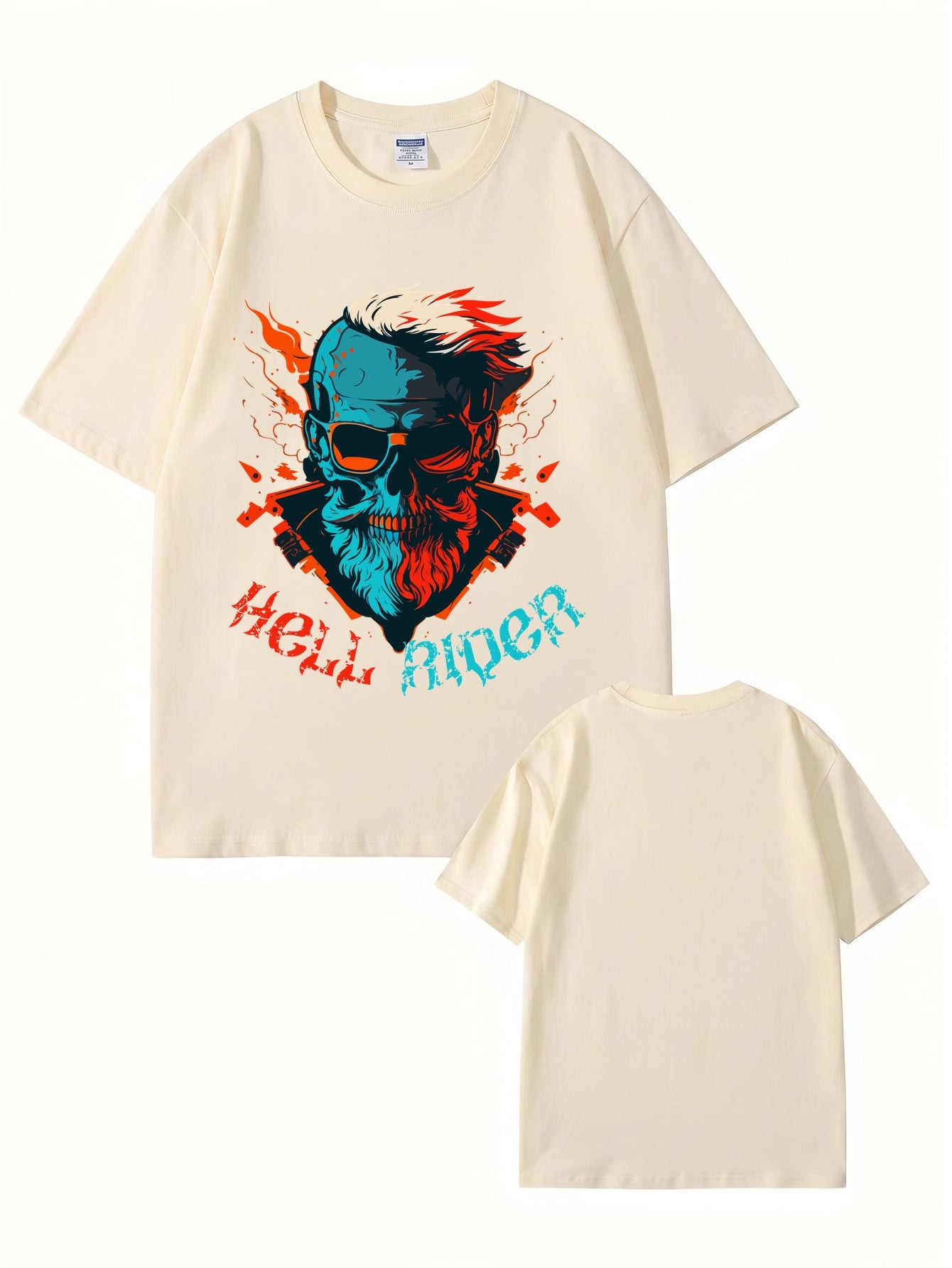 Hell Rider Skull Graphic Print Men's 200gsm Cotton T-Shirt