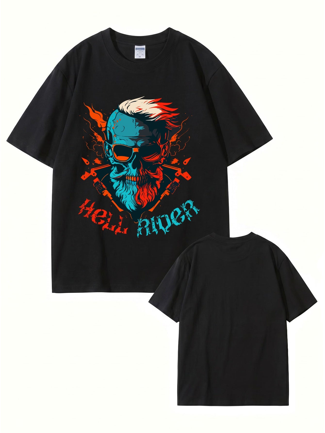 Hell Rider Skull Graphic Print Men's 200gsm Cotton T-Shirt