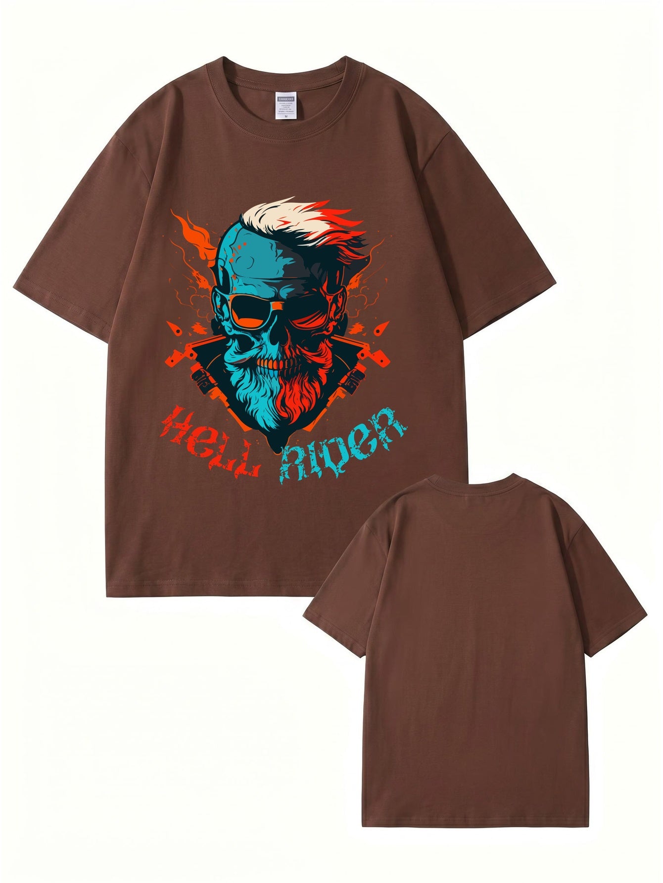 Hell Rider Skull Graphic Print Men's 200gsm Cotton T-Shirt