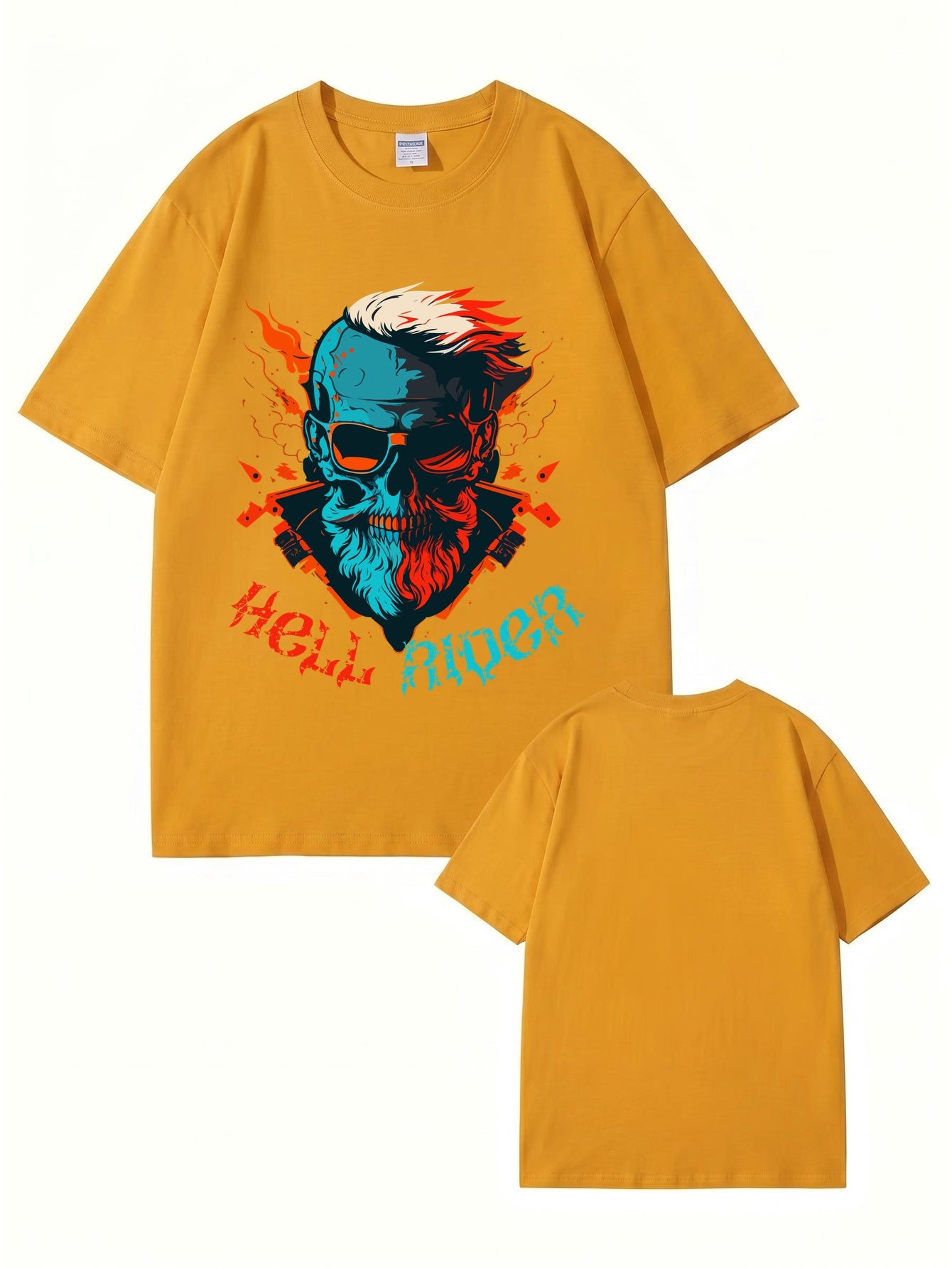 Hell Rider Skull Graphic Print Men's 200gsm Cotton T-Shirt