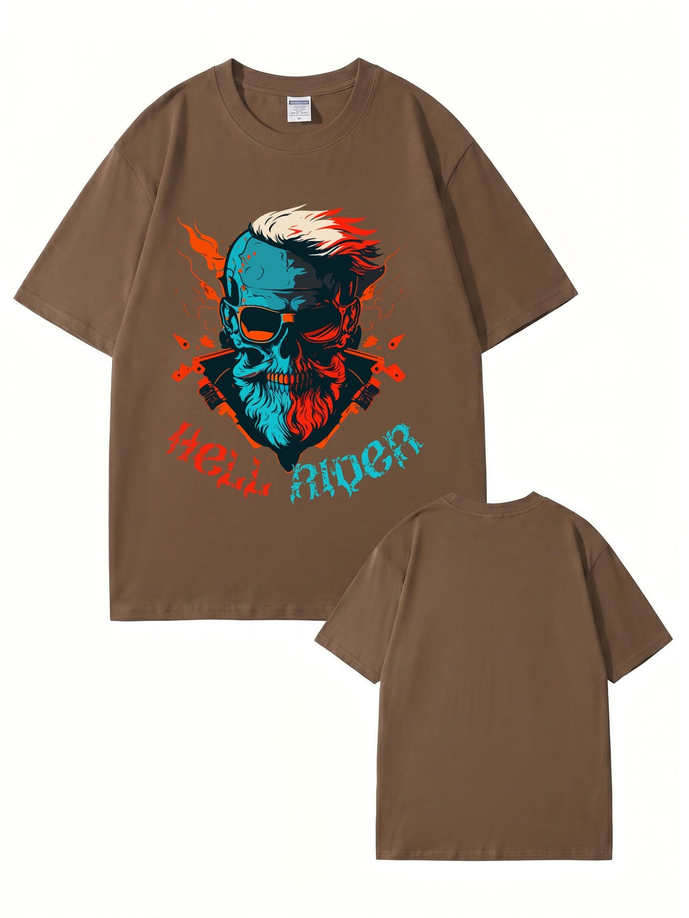 Hell Rider Skull Graphic Print Men's 200gsm Cotton T-Shirt