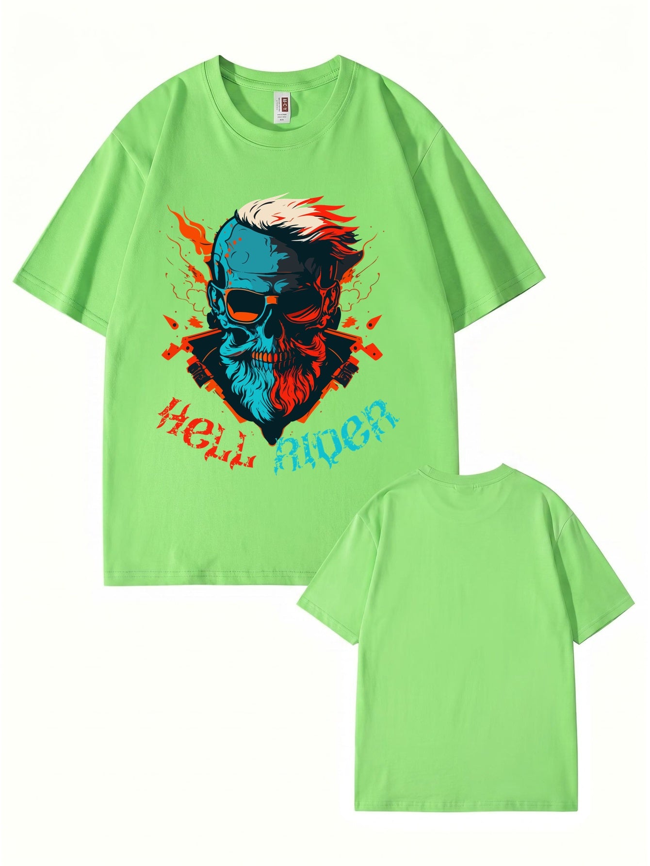 Hell Rider Skull Graphic Print Men's 200gsm Cotton T-Shirt