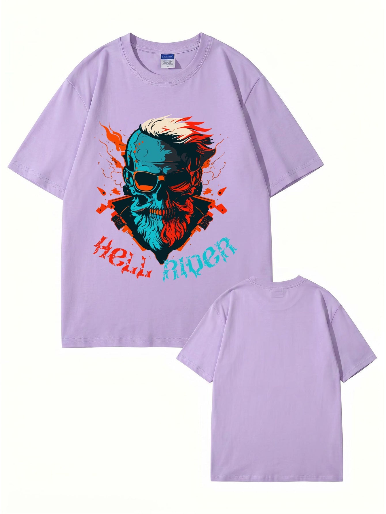 Hell Rider Skull Graphic Print Men's 200gsm Cotton T-Shirt