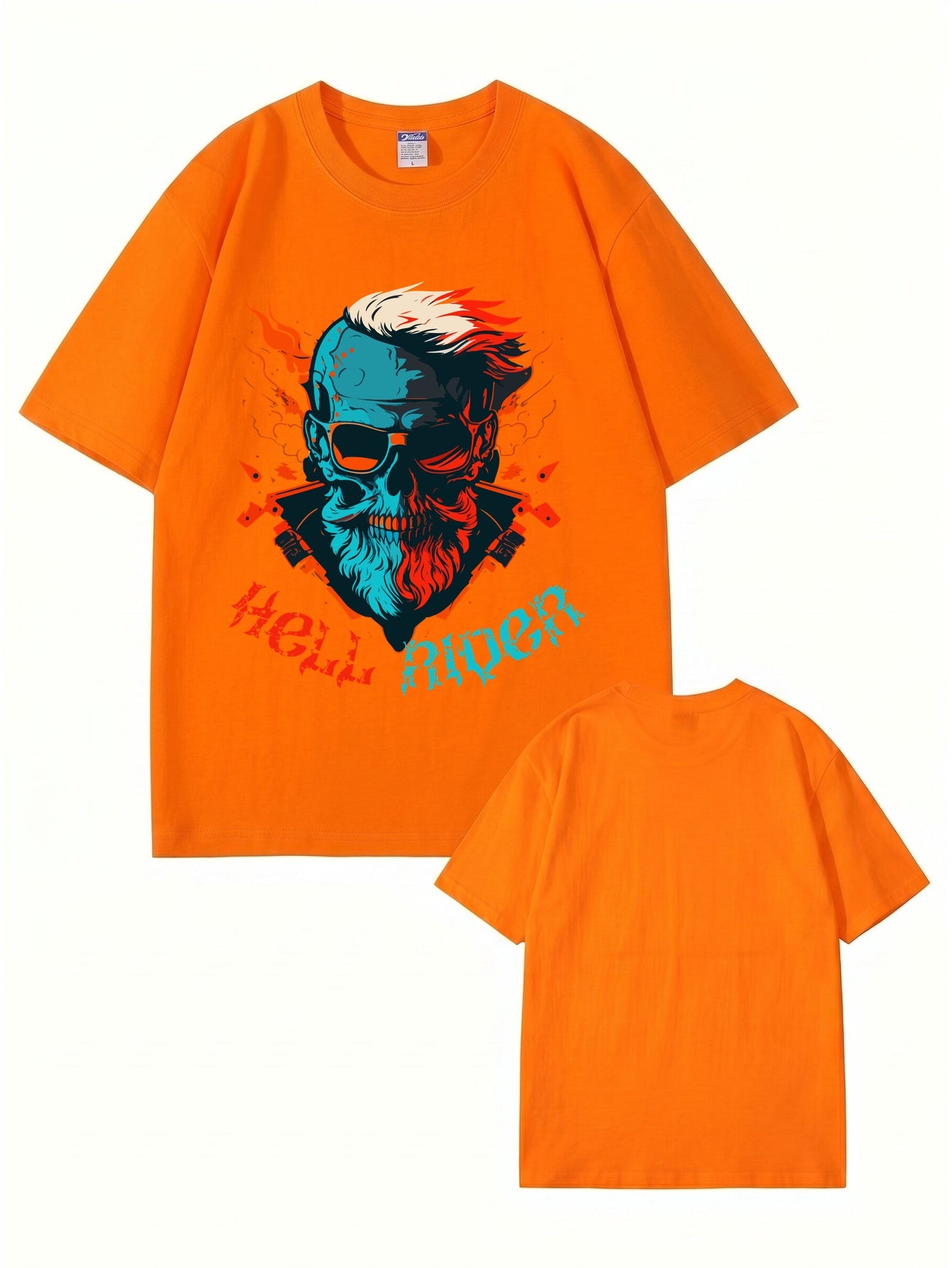 Hell Rider Skull Graphic Print Men's 200gsm Cotton T-Shirt