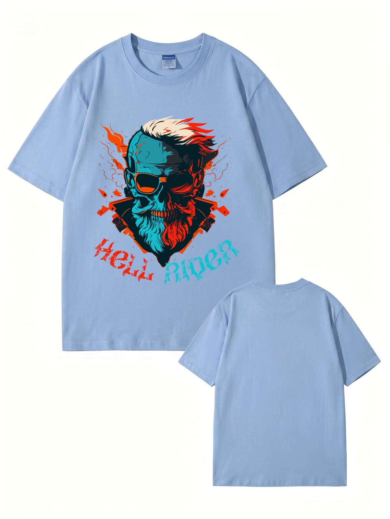 Hell Rider Skull Graphic Print Men's 200gsm Cotton T-Shirt